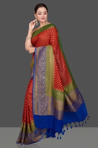 Khaddi Georgette Banarasi Saree - Antique Zari - The Crafts Clothing