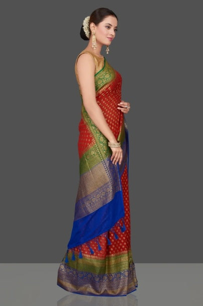 Khaddi Georgette Banarasi Saree - Antique Zari - The Crafts Clothing