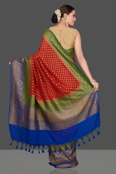 Khaddi Georgette Banarasi Saree - Antique Zari - The Crafts Clothing