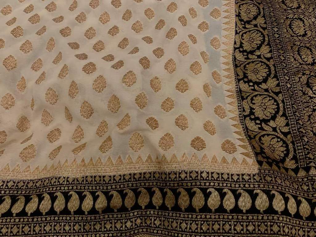 Khaddi Georgette Banarasi Saree - Antique Zari - The Crafts Clothing
