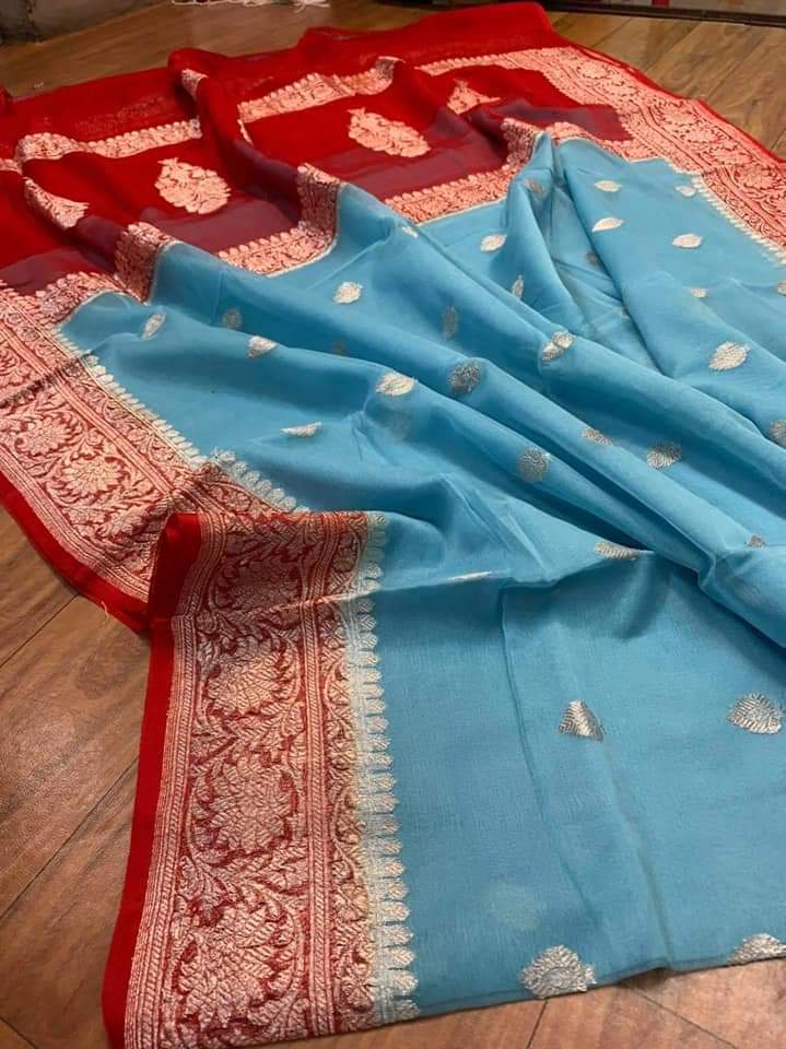 Pure Georgette Handloom Banarasi Saree - The Crafts Clothing
