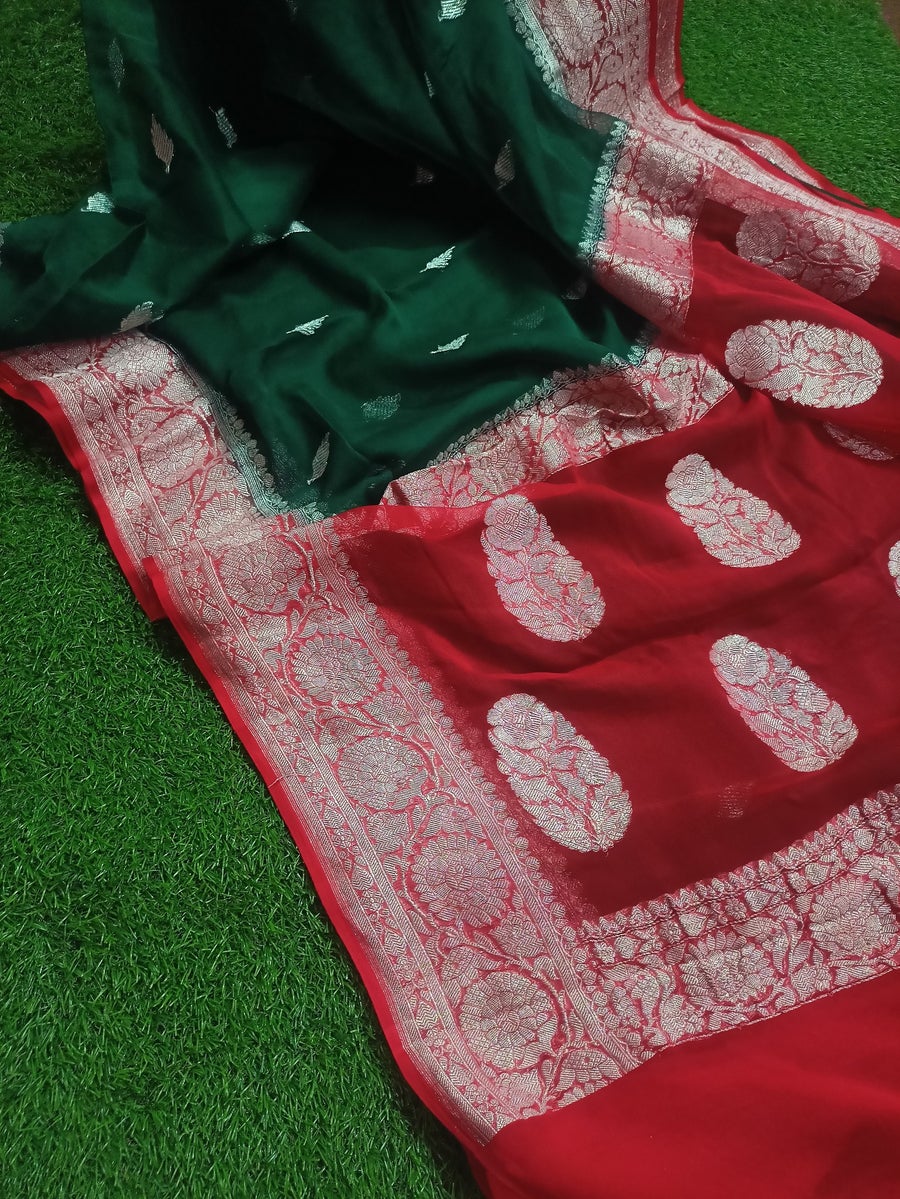 Pure Georgette Handloom Banarasi Saree - The Crafts Clothing