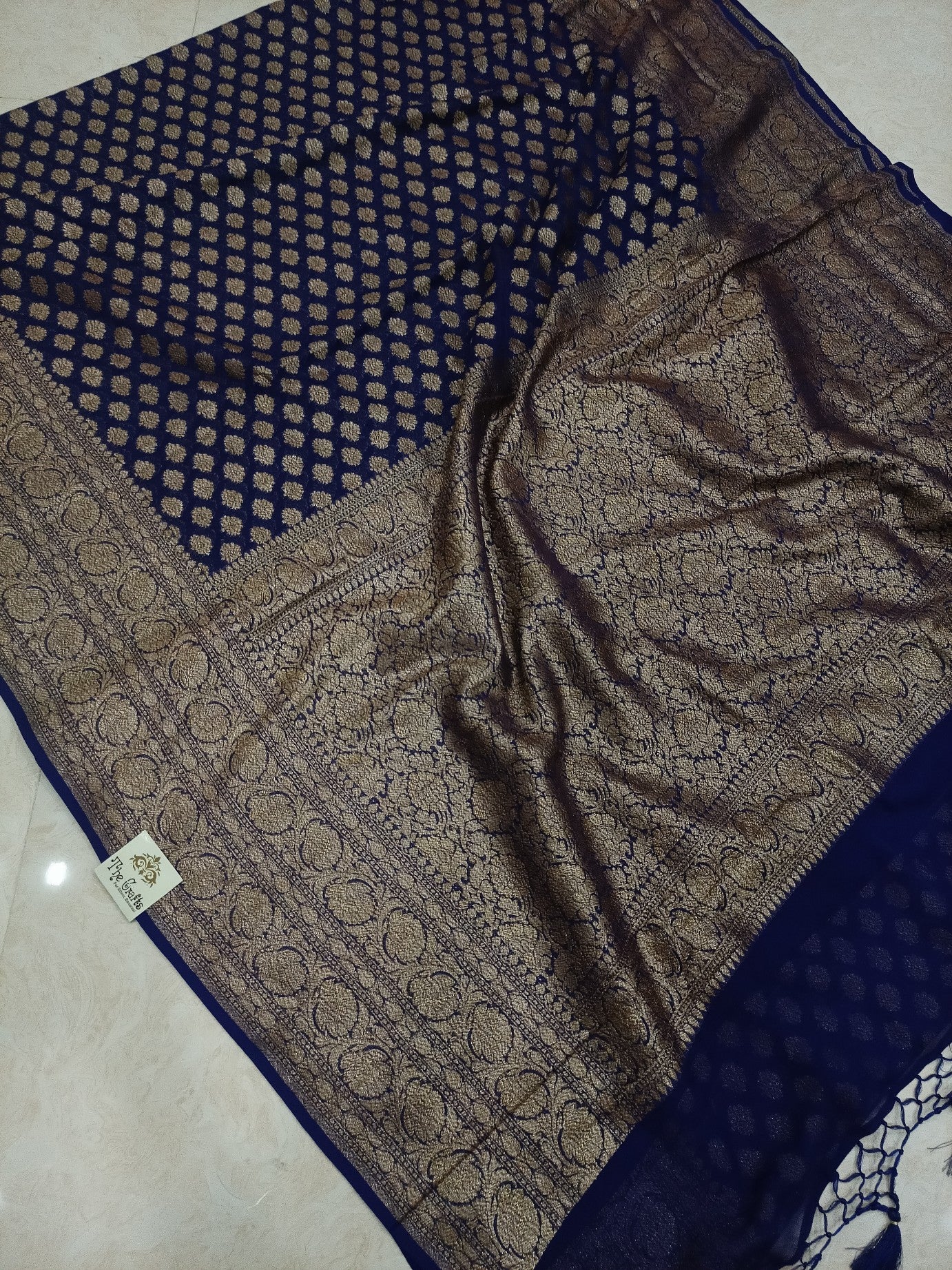Khaddi Georgette Banarasi Saree - Antique Zari - The Crafts Clothing