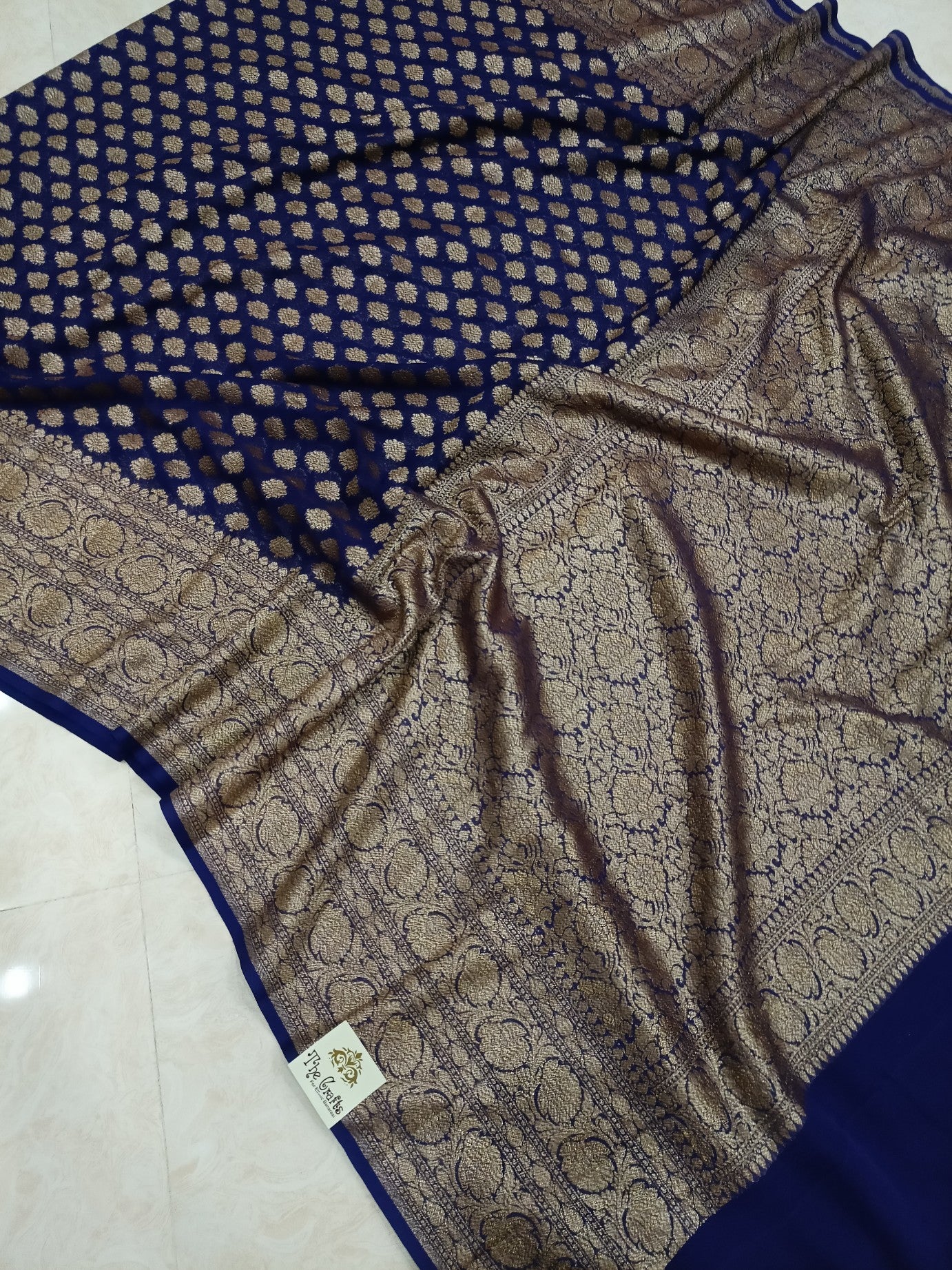 Khaddi Georgette Banarasi Saree - Antique Zari - The Crafts Clothing