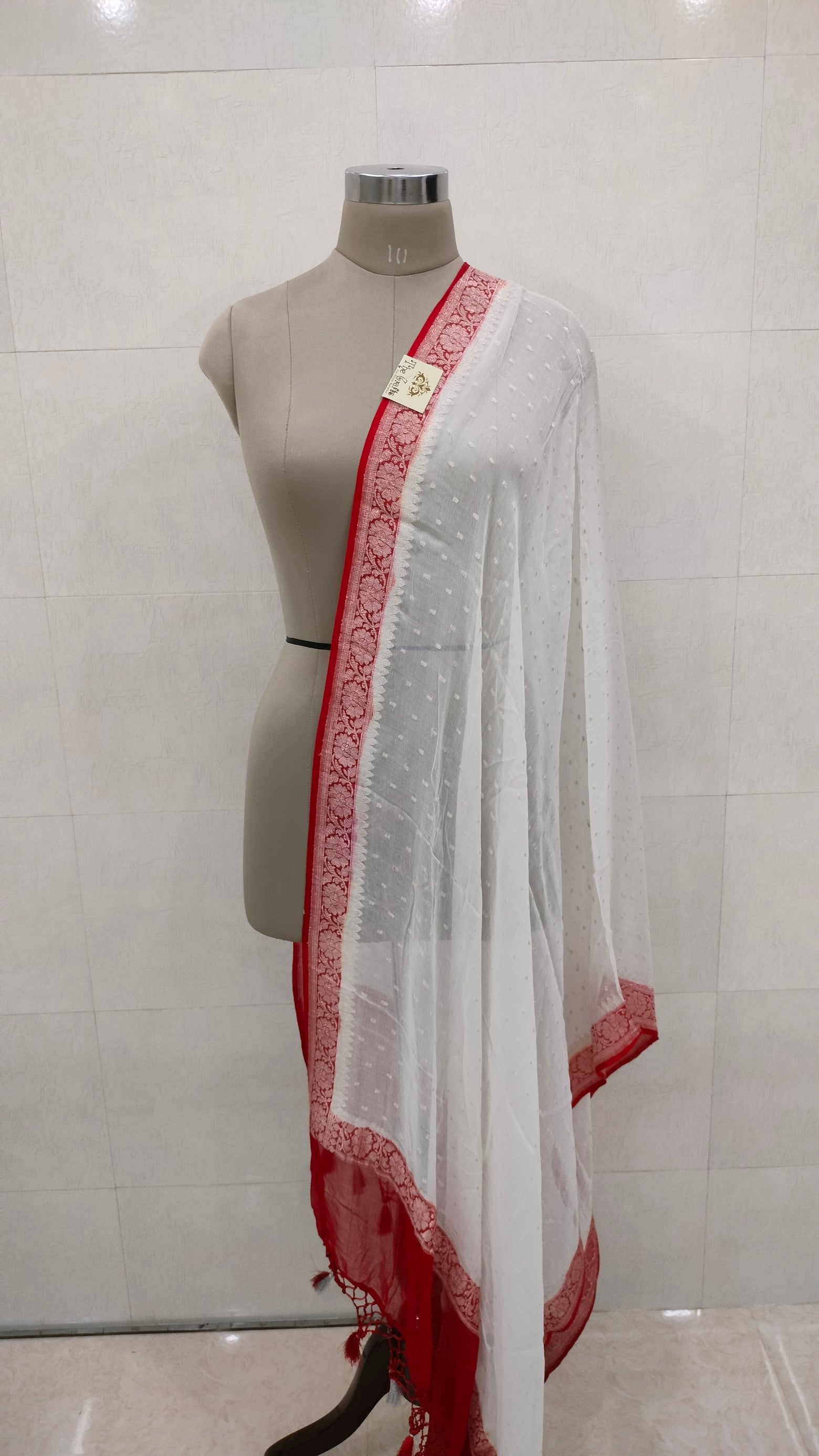 Pure Georgette Banarasi Dupatta - silver zari