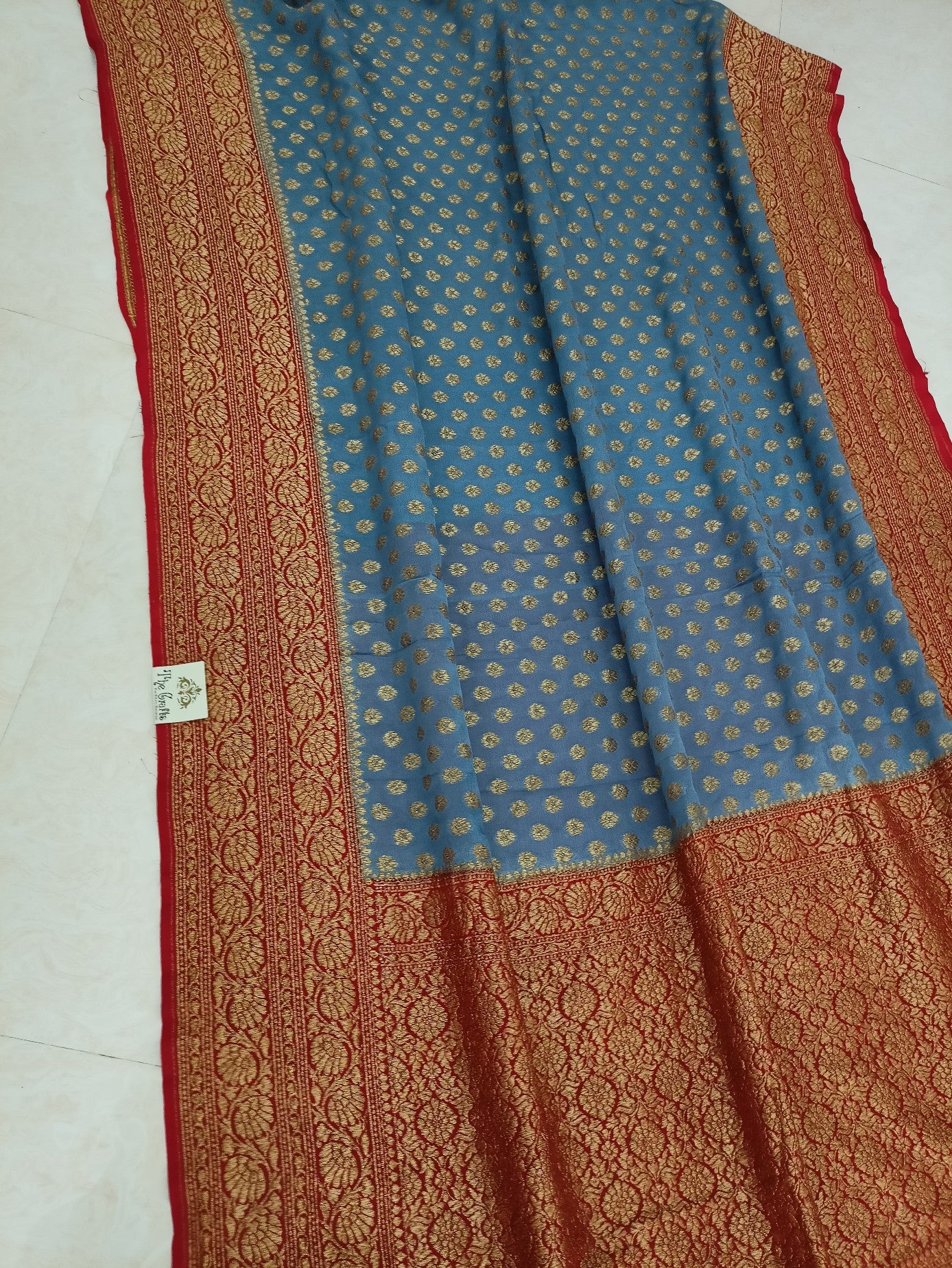 Khaddi Georgette Banarasi Saree - Antique Zari - The Crafts Clothing