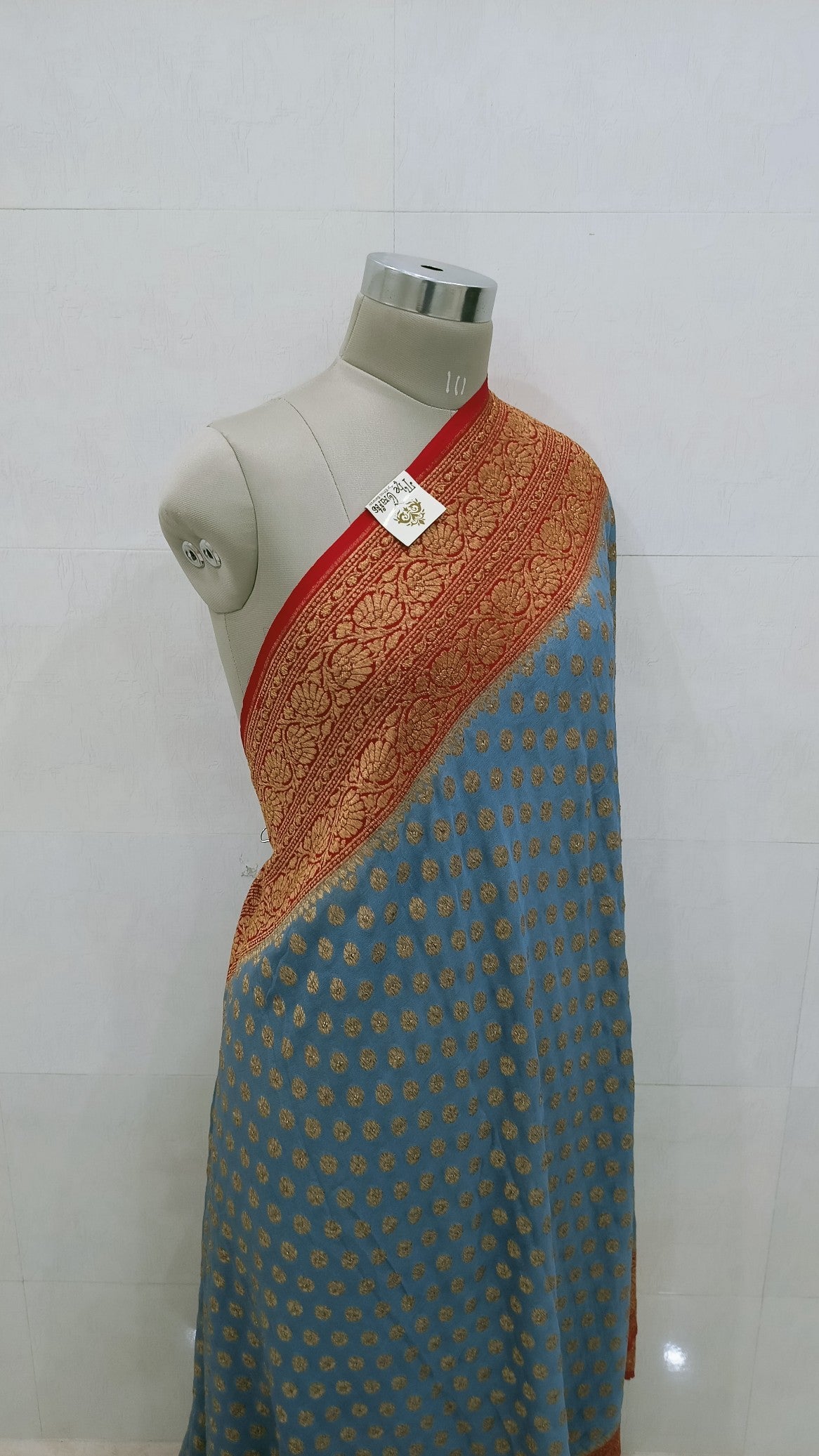 Khaddi Georgette Banarasi Saree - Antique Zari - The Crafts Clothing