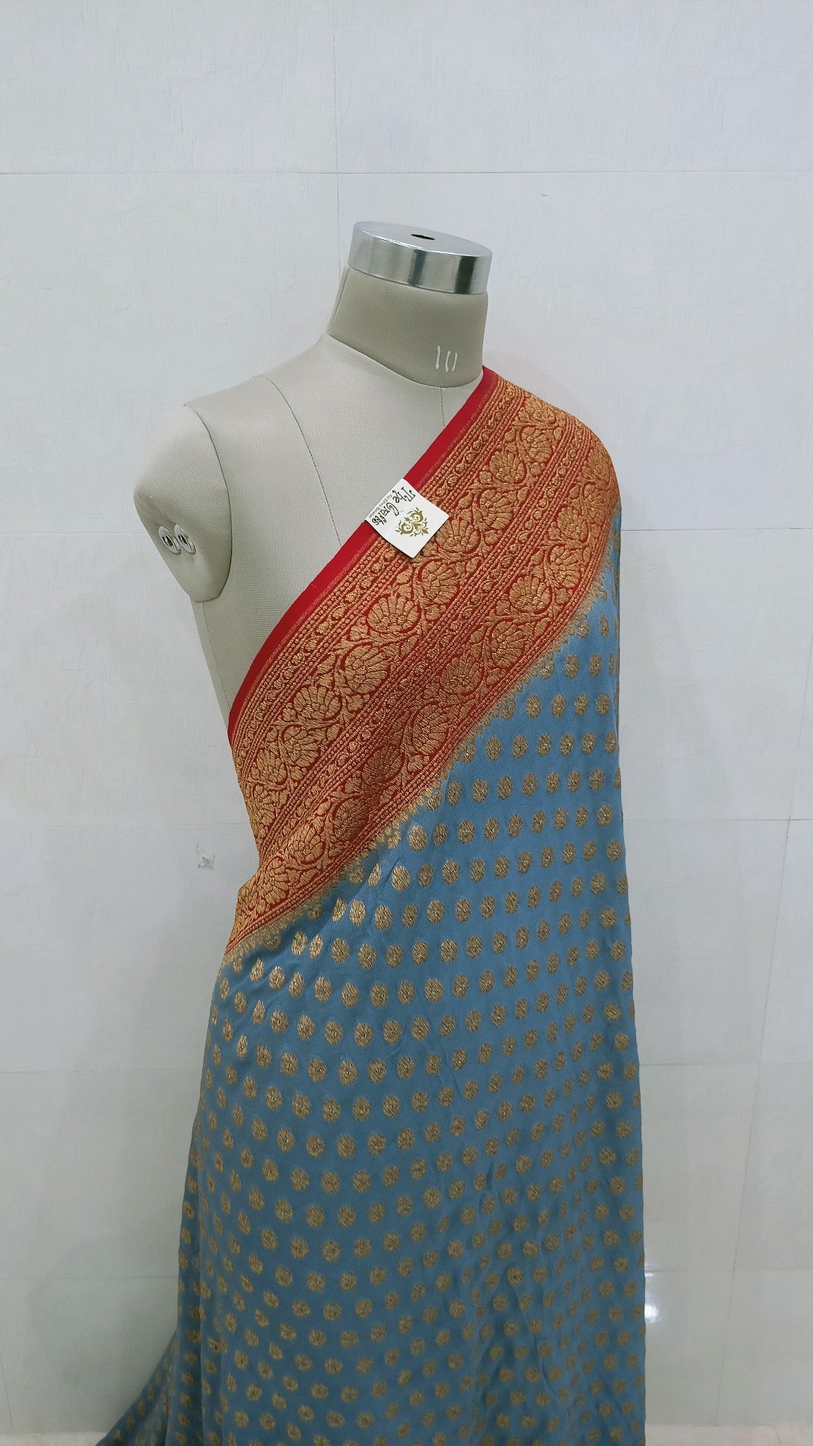Khaddi Georgette Banarasi Saree - Antique Zari - The Crafts Clothing