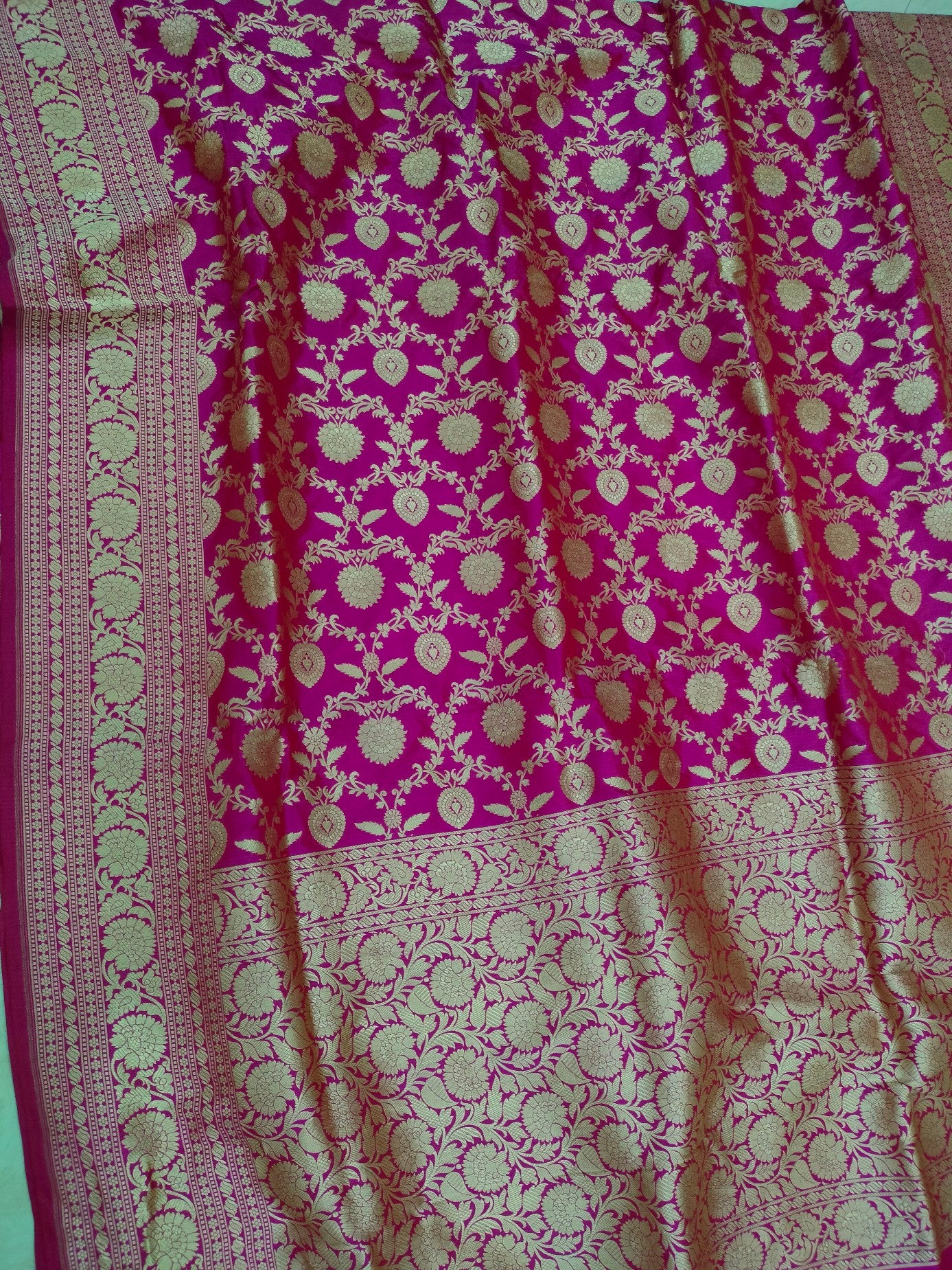 Pure Katan Silk Handloom Banarasi Saree - Jaal work