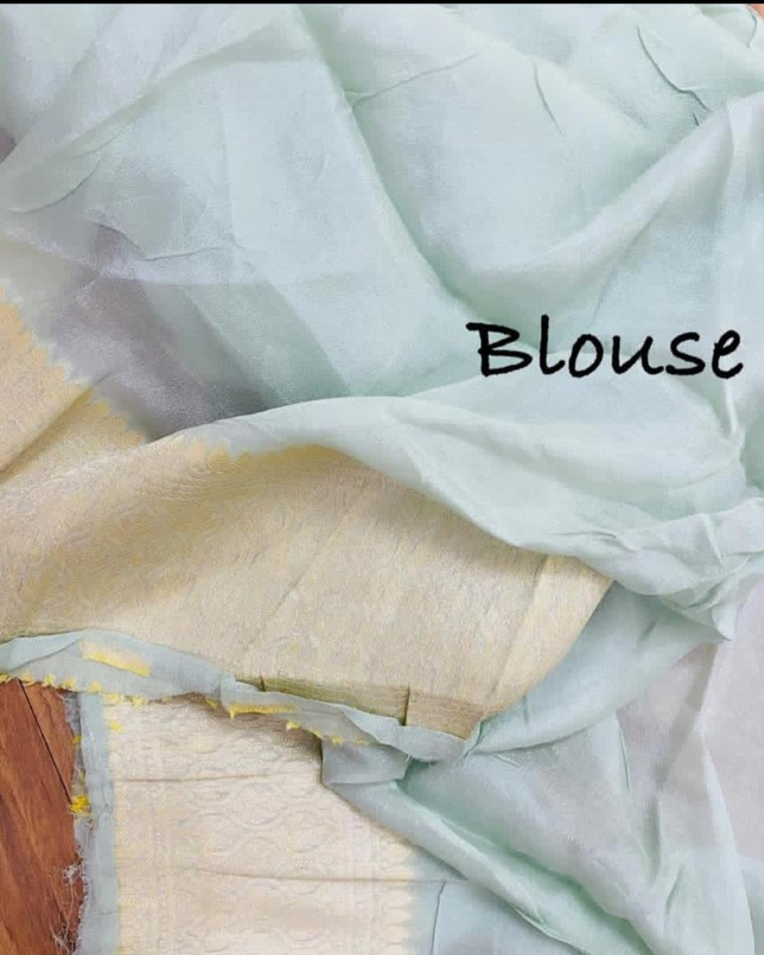 Pure Khaddi Chiffon Banarasi Saree - The Crafts Clothing