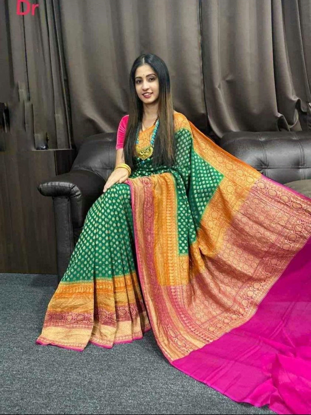 Khaddi Georgette Banarasi Saree - Antique Zari - The Crafts Clothing
