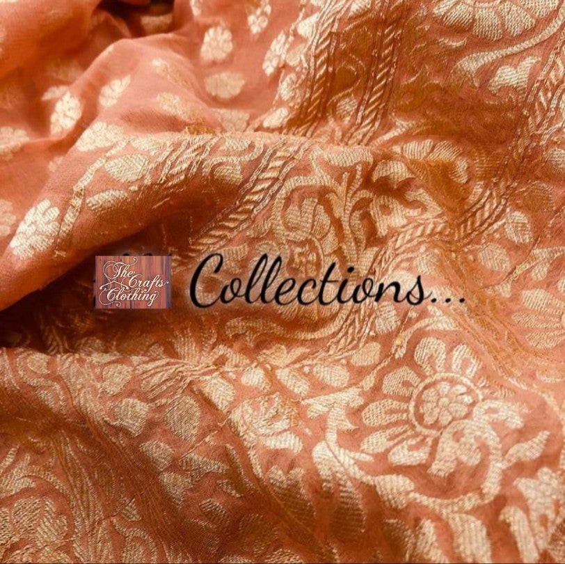 Pure Georgette Banarasi Saree - Silver Zari - The Crafts Clothing