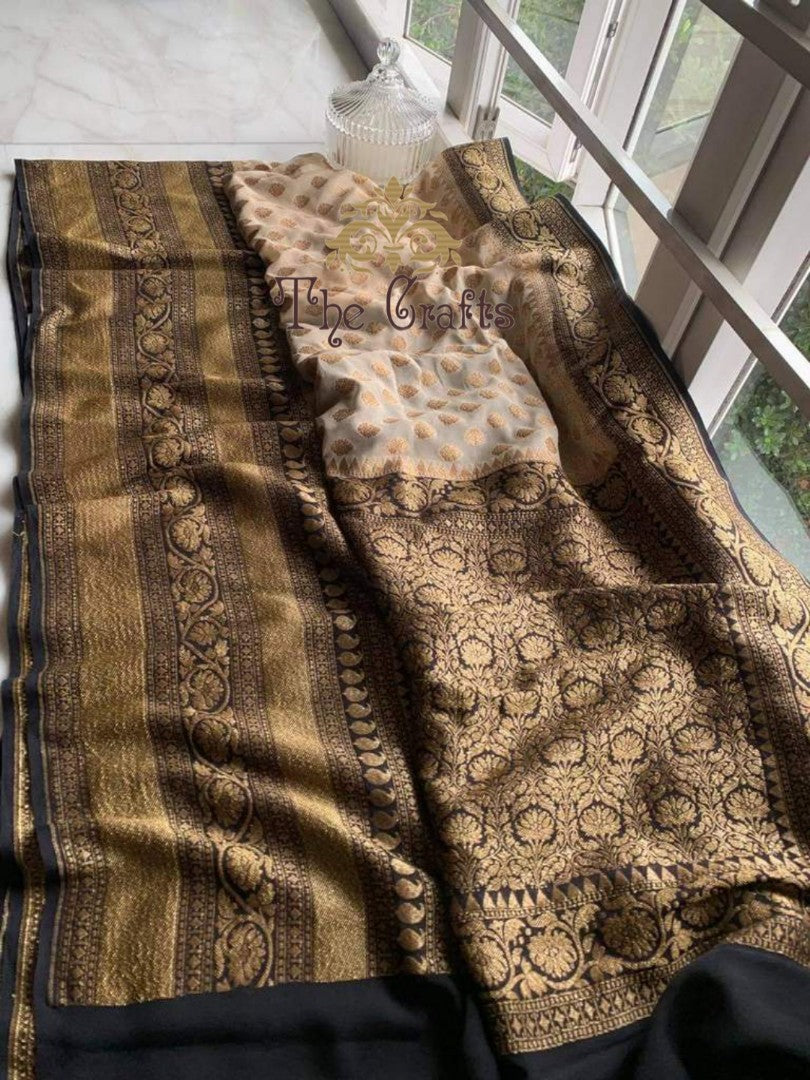 Khaddi Georgette Banarasi Saree - Antique Zari - The Crafts Clothing