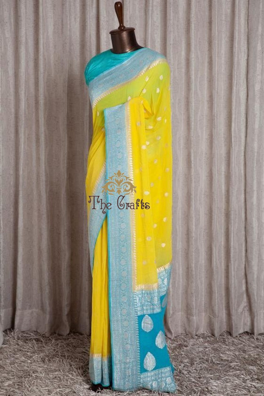 Pure Georgette Handloom Banarasi Saree - The Crafts Clothing