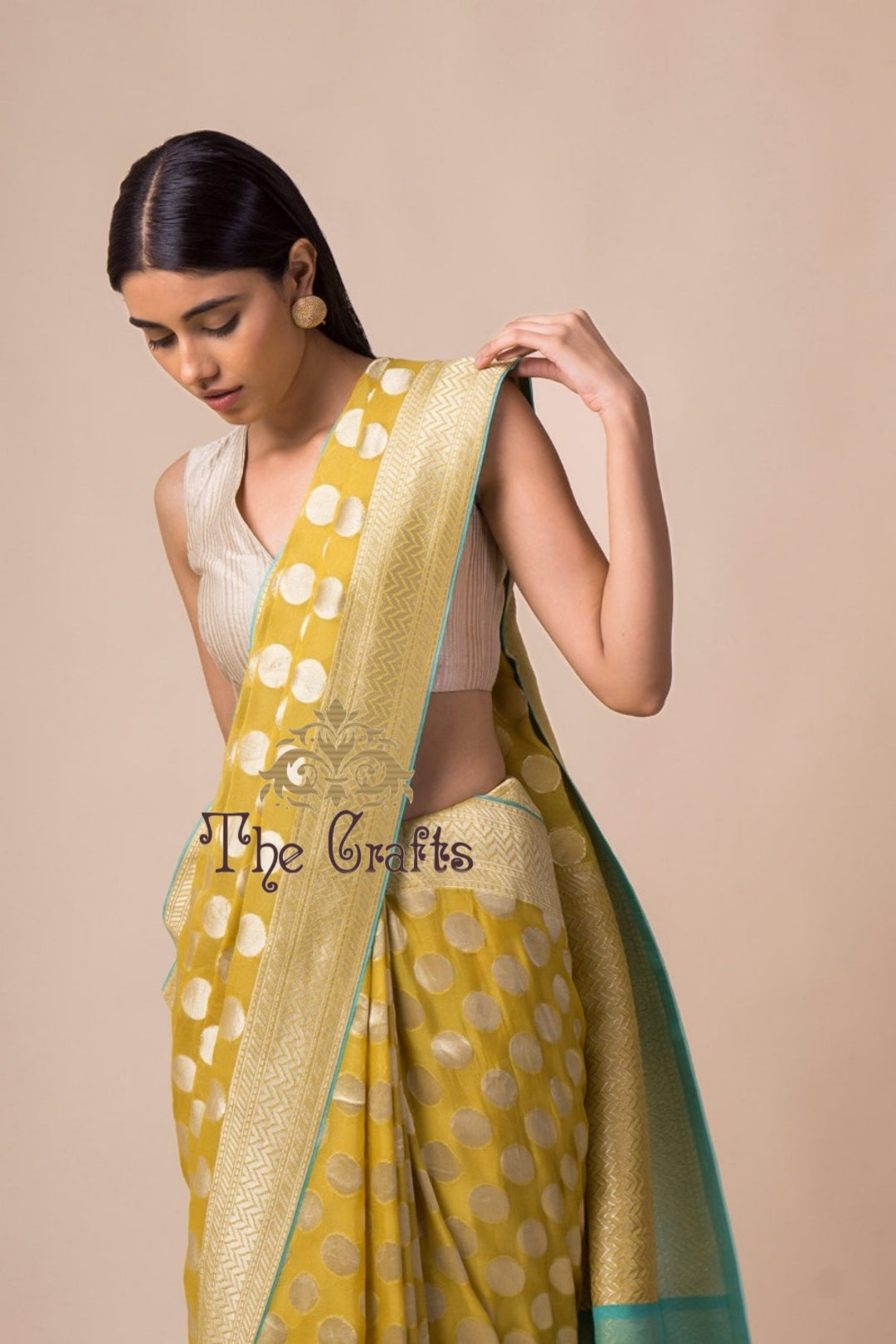 Khaddi Georgette Handloom Banarasi Saree - The Crafts Clothing