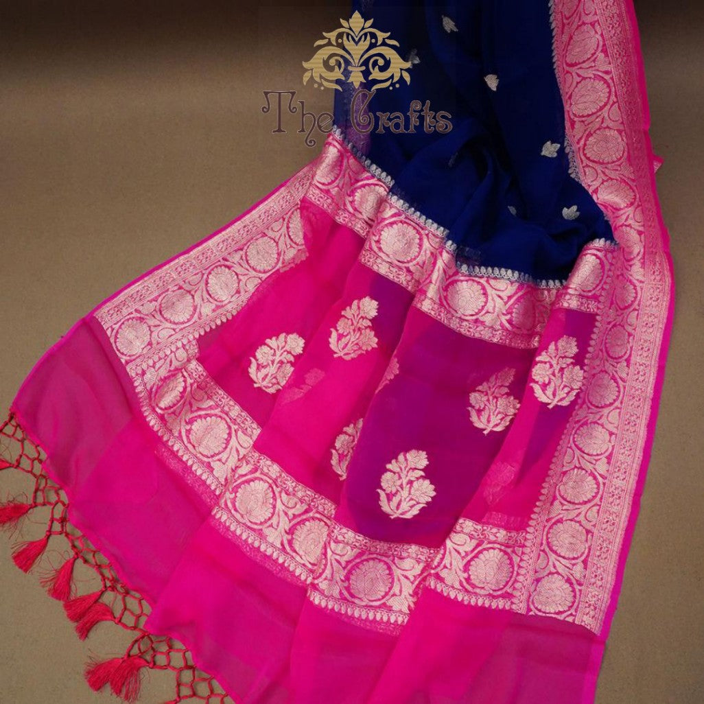 Pure Georgette Handloom Banarasi Saree - The Crafts Clothing