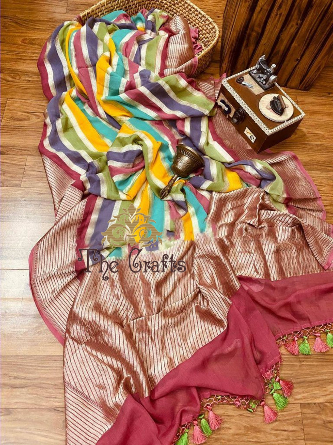 Khaddi Georgette Handloom Banarasi Saree - The Crafts Clothing