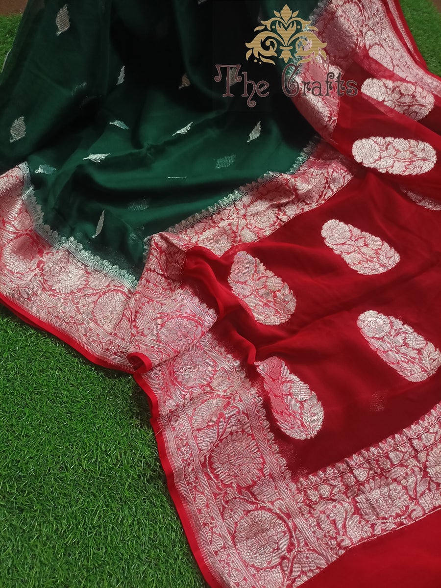 Pure Georgette Handloom Banarasi Saree - The Crafts Clothing