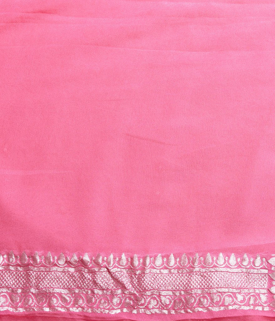 Pure Georgette Banarasi Saree - Silver Zari