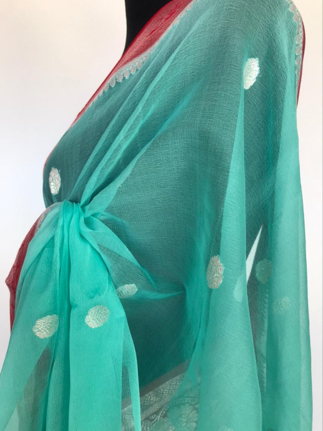 Pure Georgette Banarasi Handloom Saree - Silver Zari - The Crafts Clothing