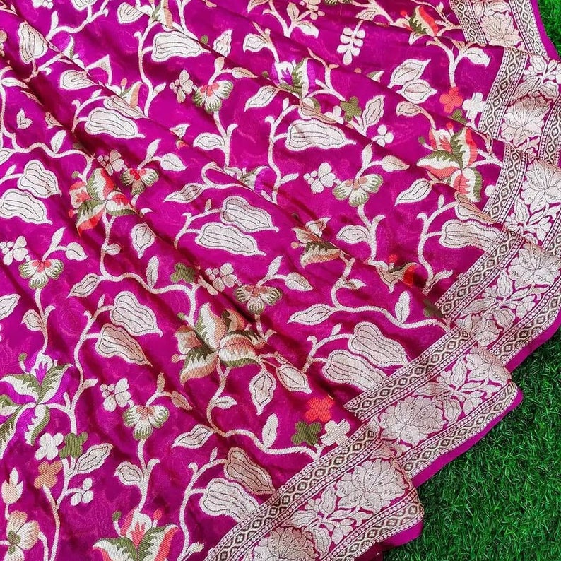 Pure Khaddi Chiffon Banarasi Saree - The Crafts Clothing
