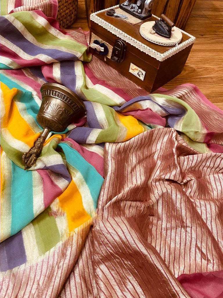 Khaddi Georgette Handloom Banarasi Saree - The Crafts Clothing