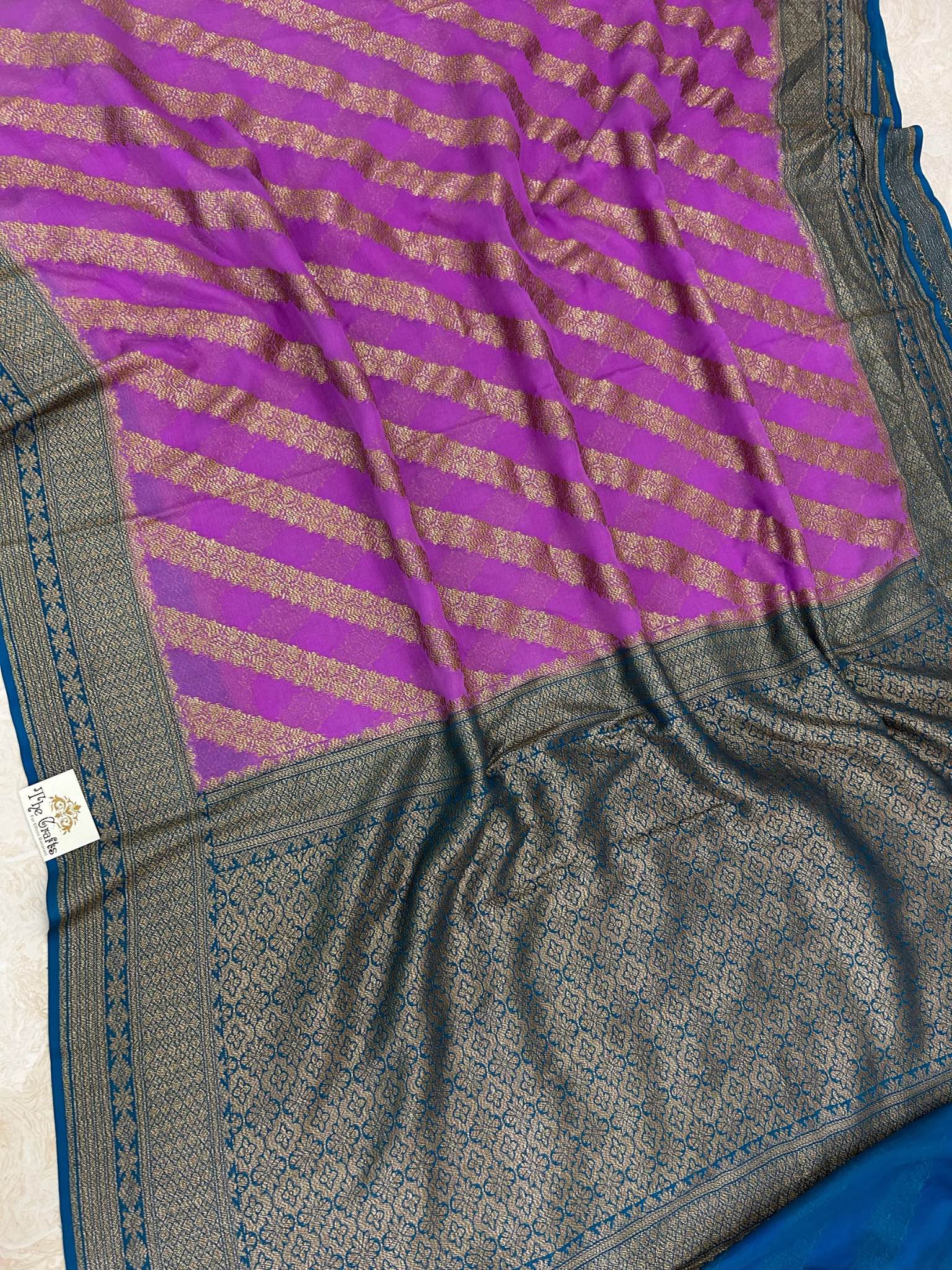 Khaddi Georgette Banarasi Saree - Antique Zari