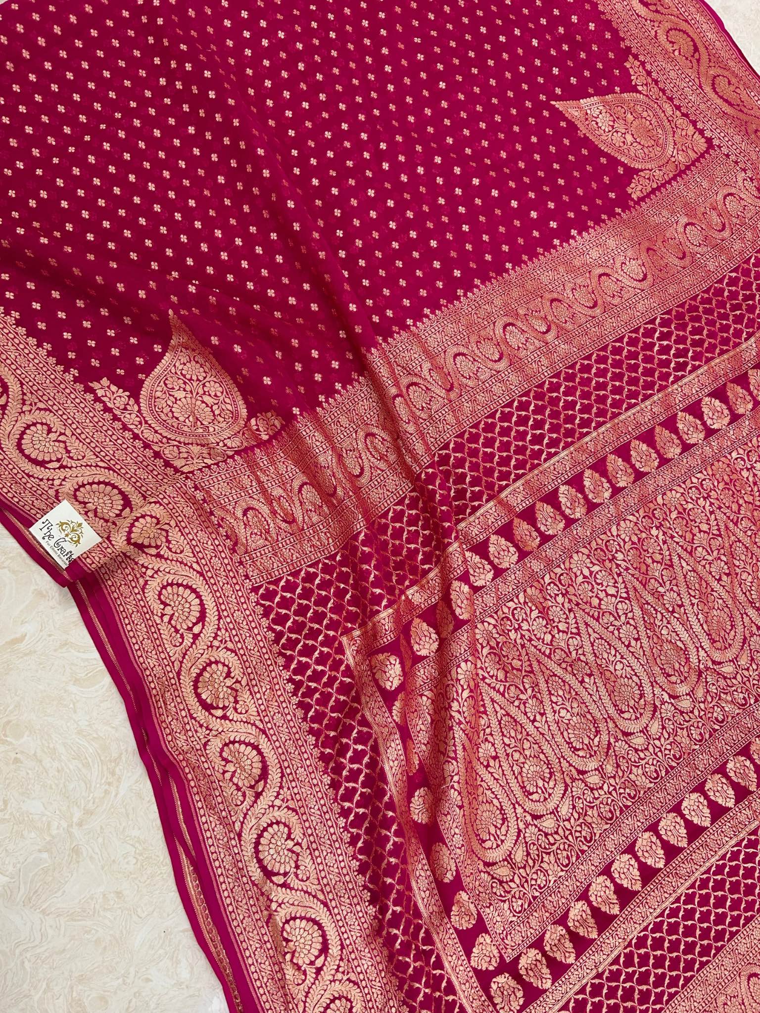 Khaddi Georgette Banarasi Saree - Gold Zari