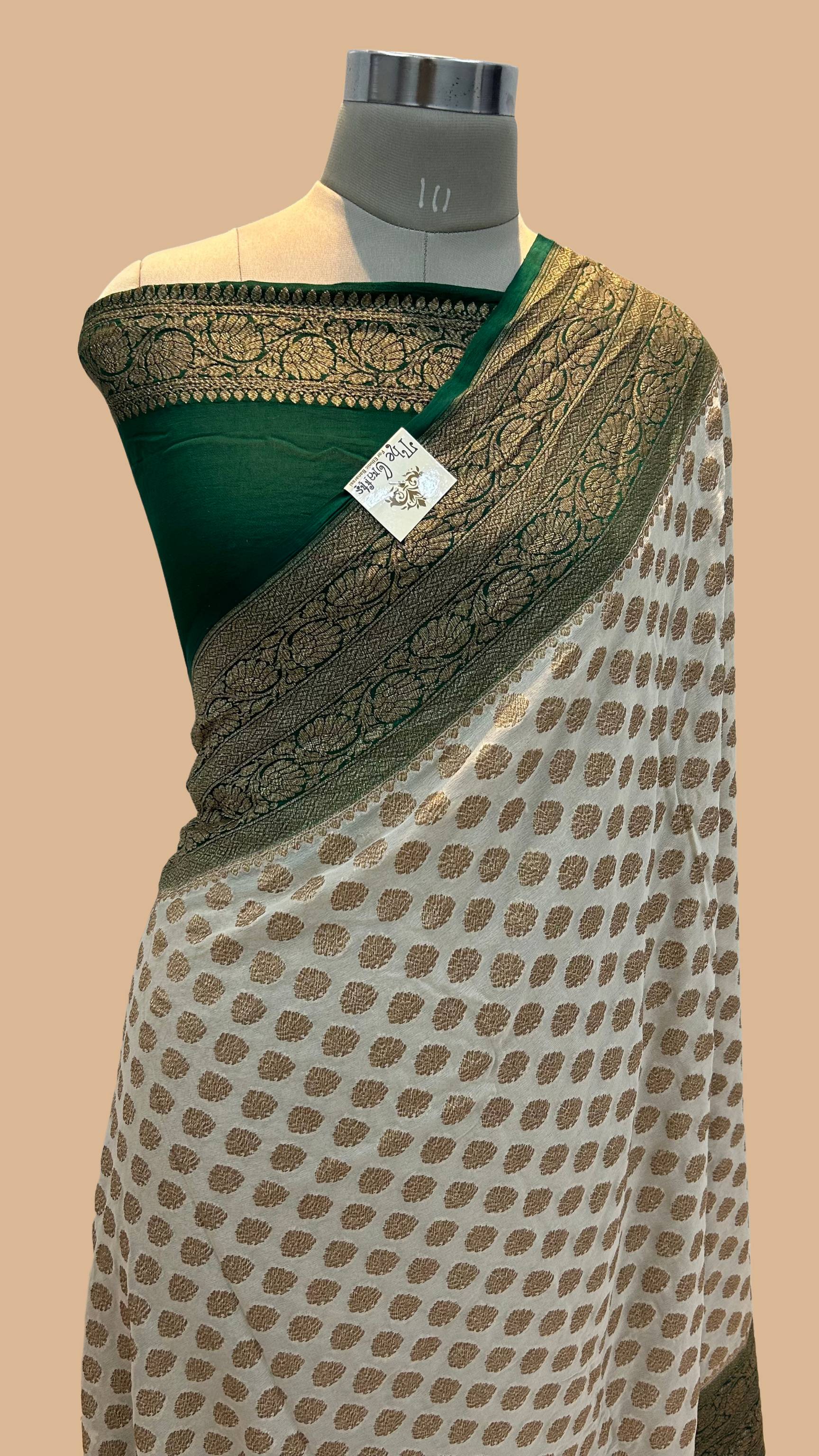 Khaddi Georgette Banarasi Saree - Antique Zari