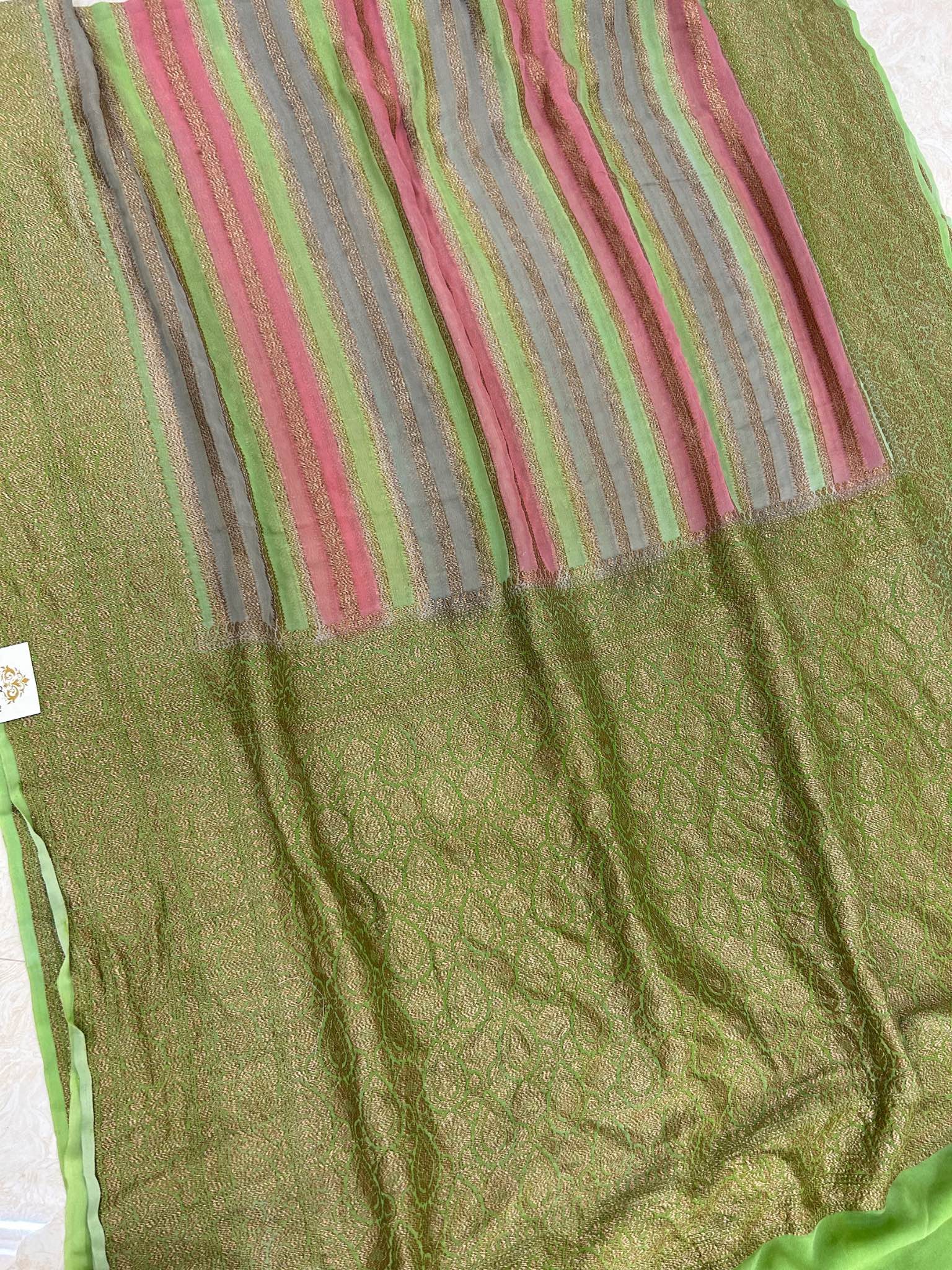 Khaddi Georgette Banarasi Saree - Antique Zari
