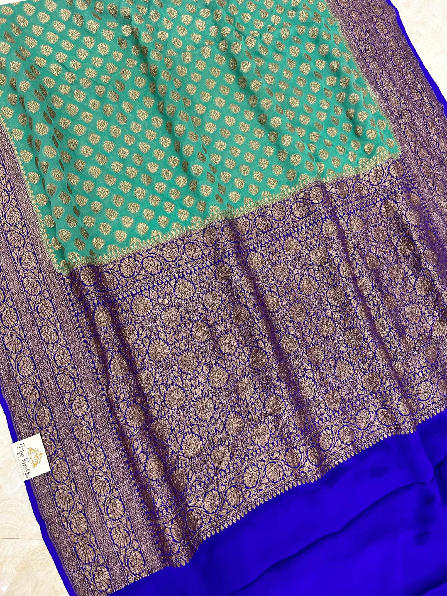 Khaddi Georgette Banarasi Saree - Antique Zari