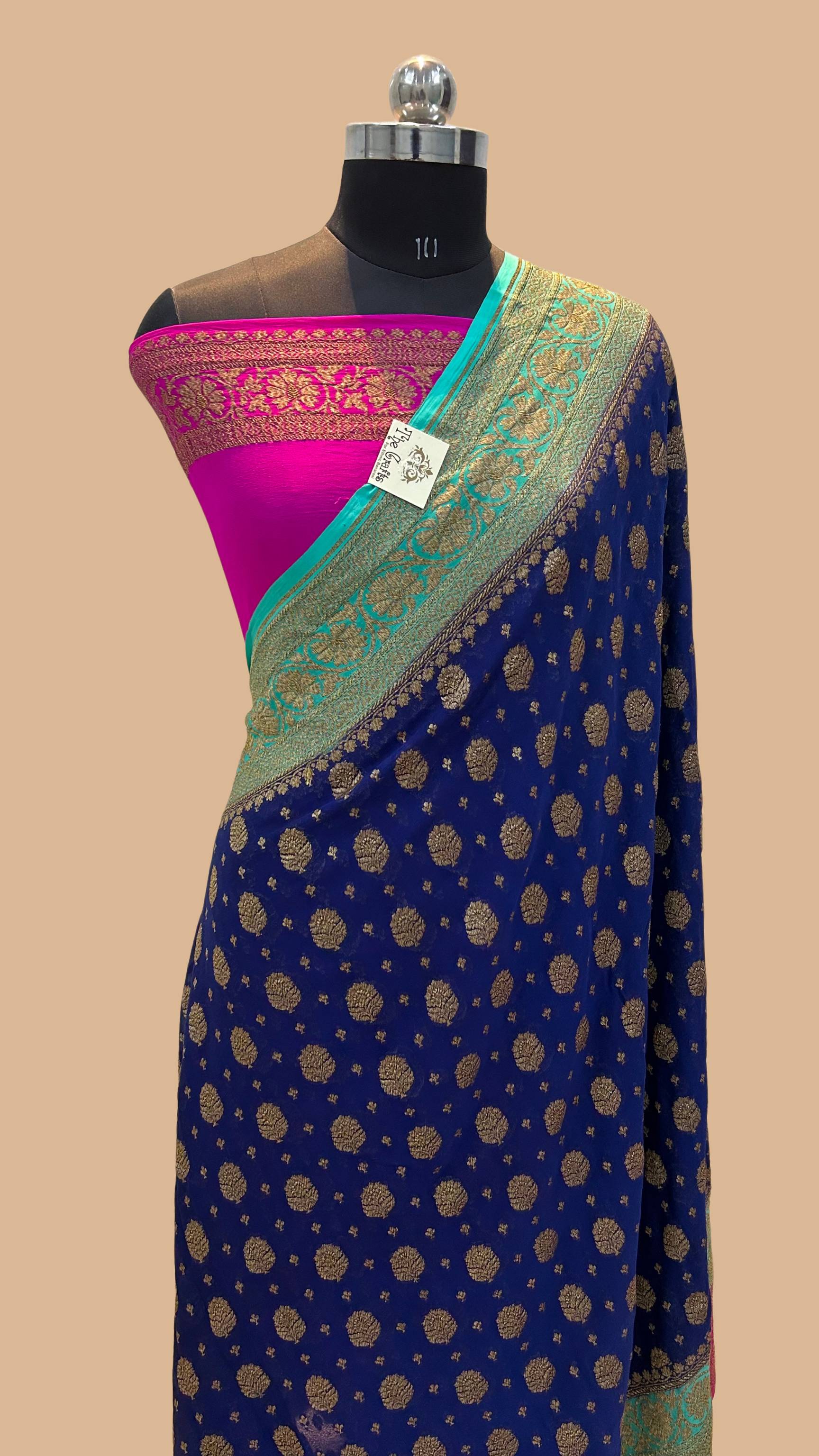 Khaddi Georgette Banarasi Saree - Antique Zari