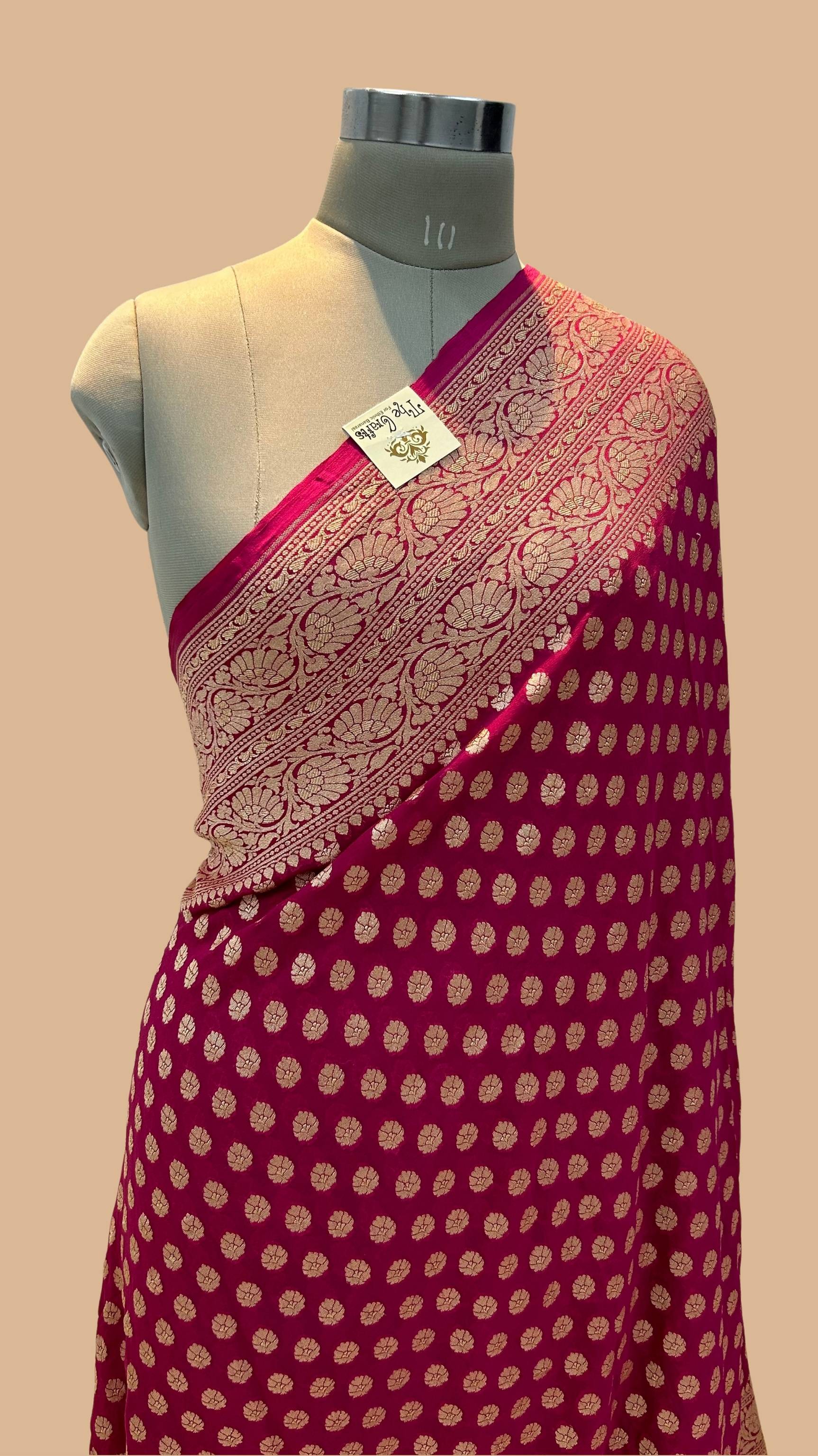 Khaddi Georgette Banarasi Saree - Gold Zari