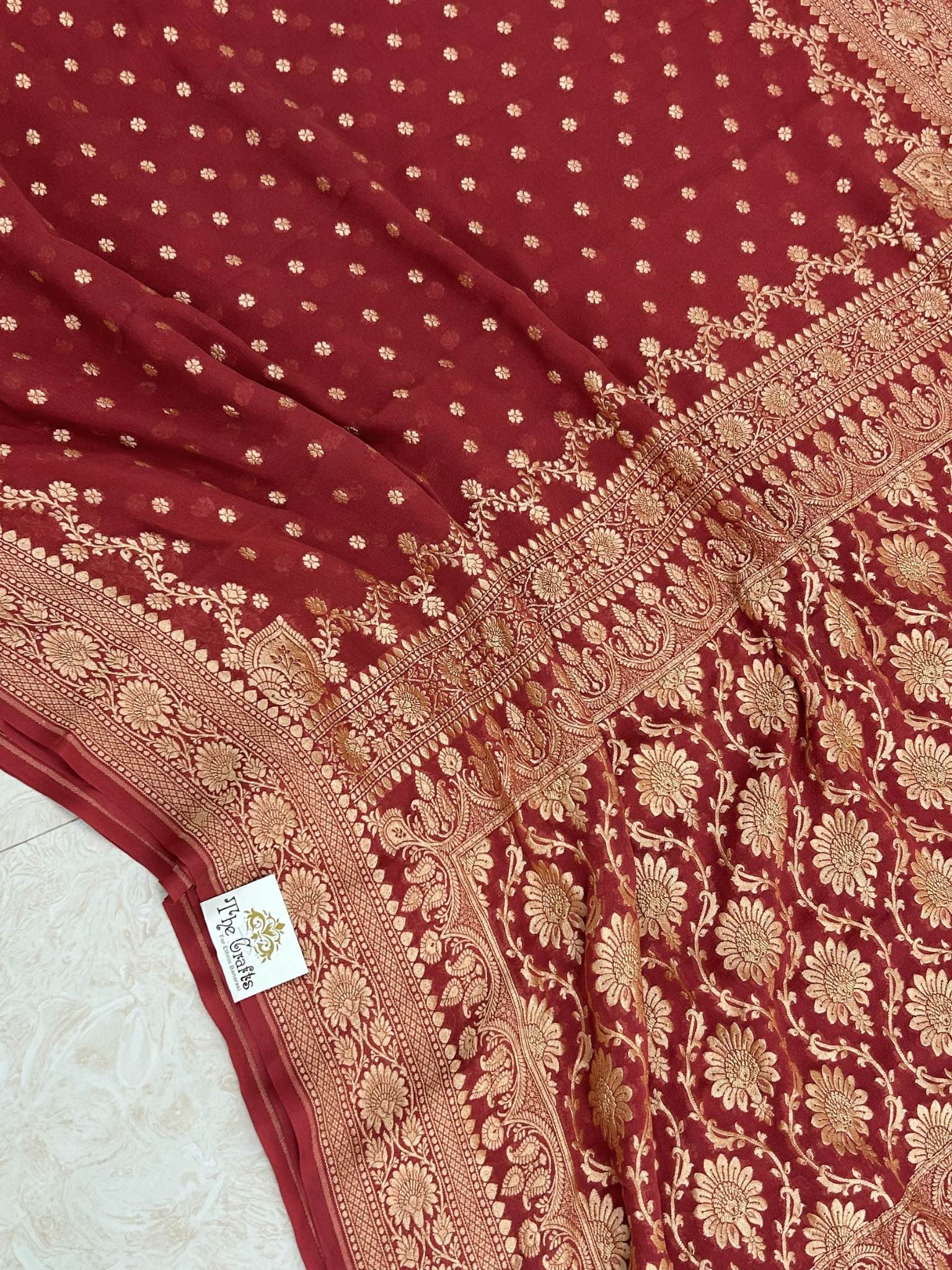 Khaddi Georgette Banarasi Saree - Gold Zari