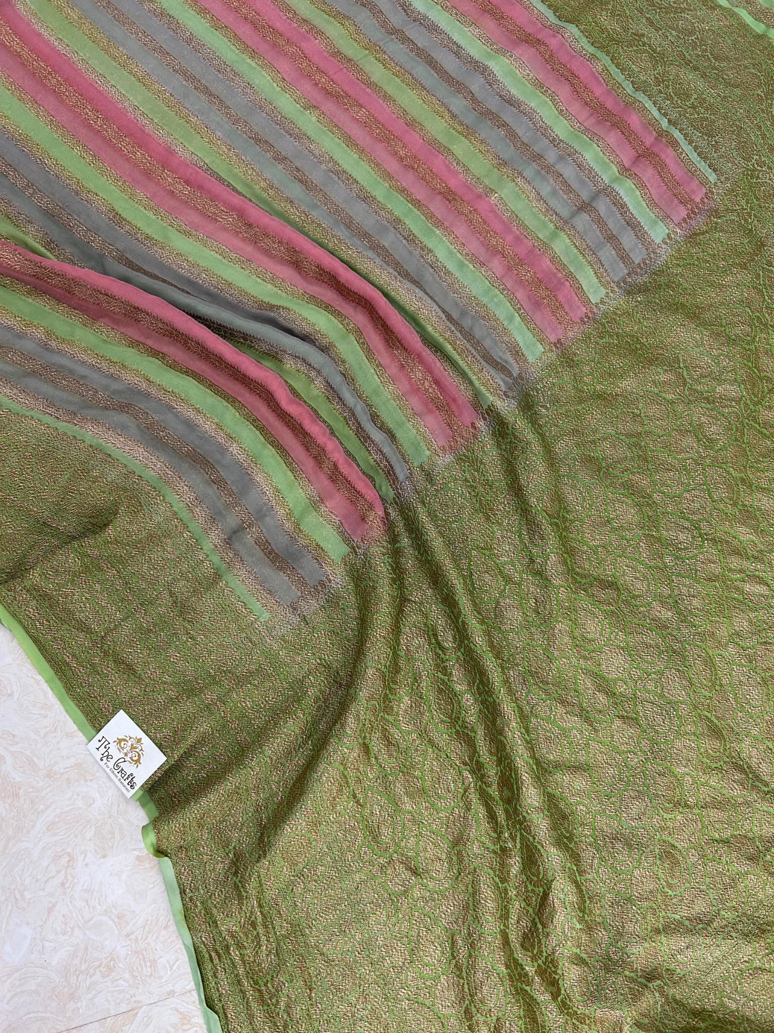 Khaddi Georgette Banarasi Saree - Antique Zari