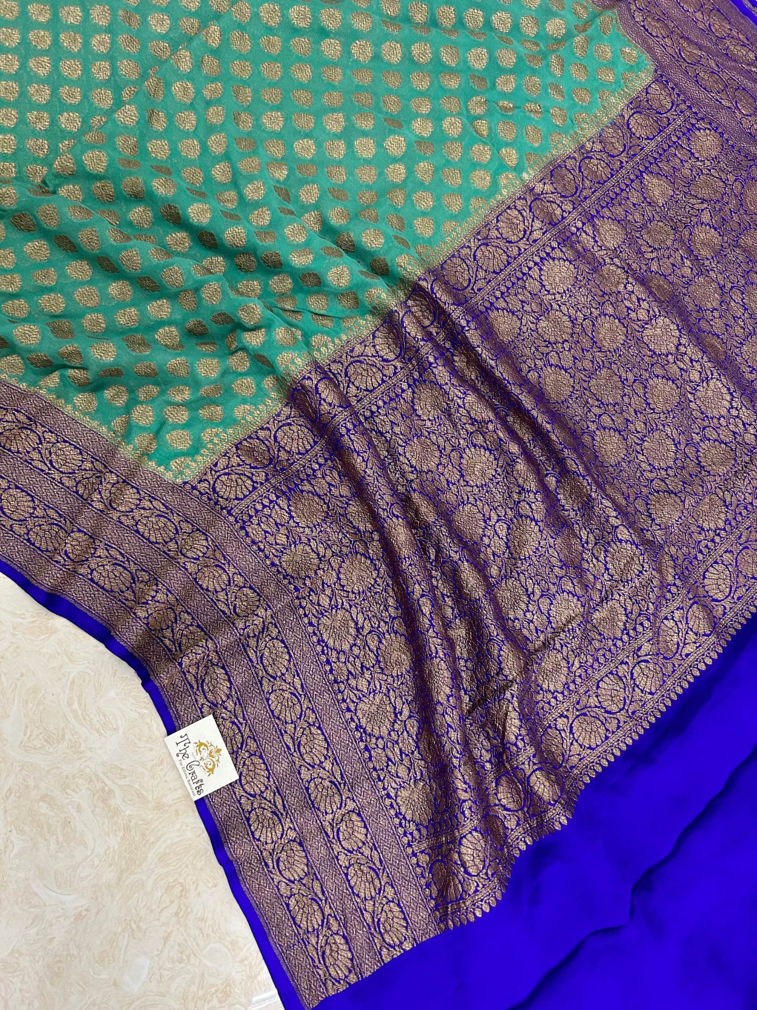 Khaddi Georgette Banarasi Saree - Antique Zari