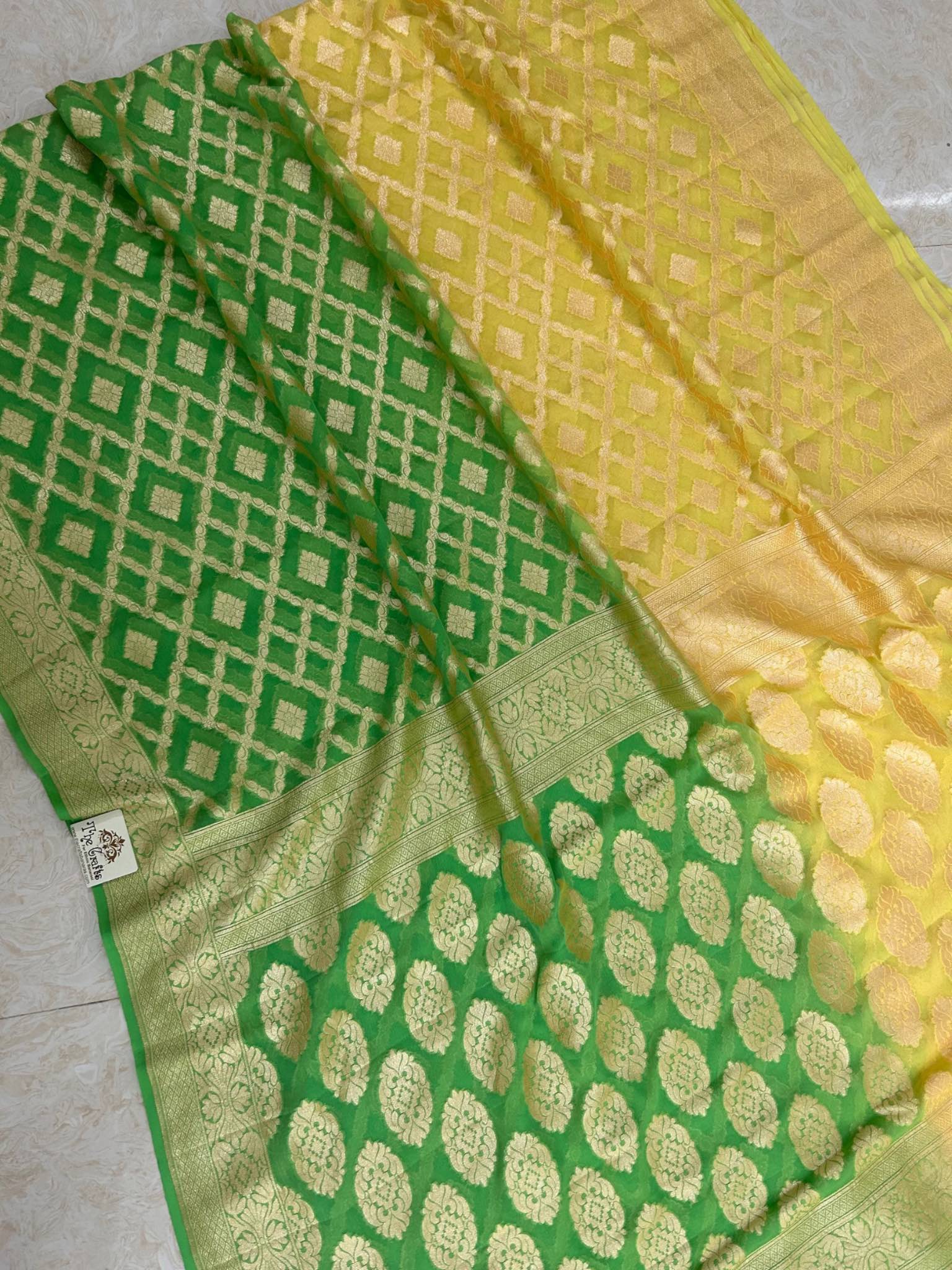 Khaddi Georgette Banarasi Saree - Gold Zari
