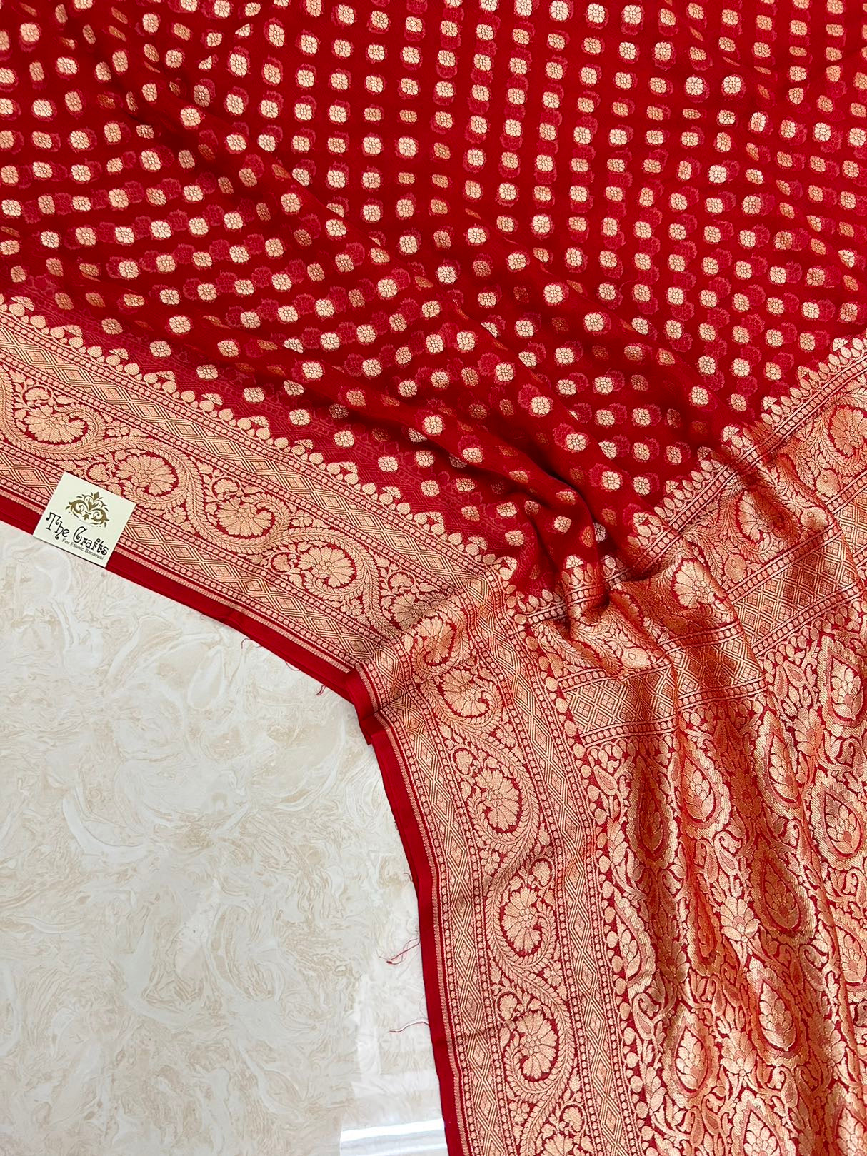 Khaddi Georgette Banarasi Saree - Gold Zari