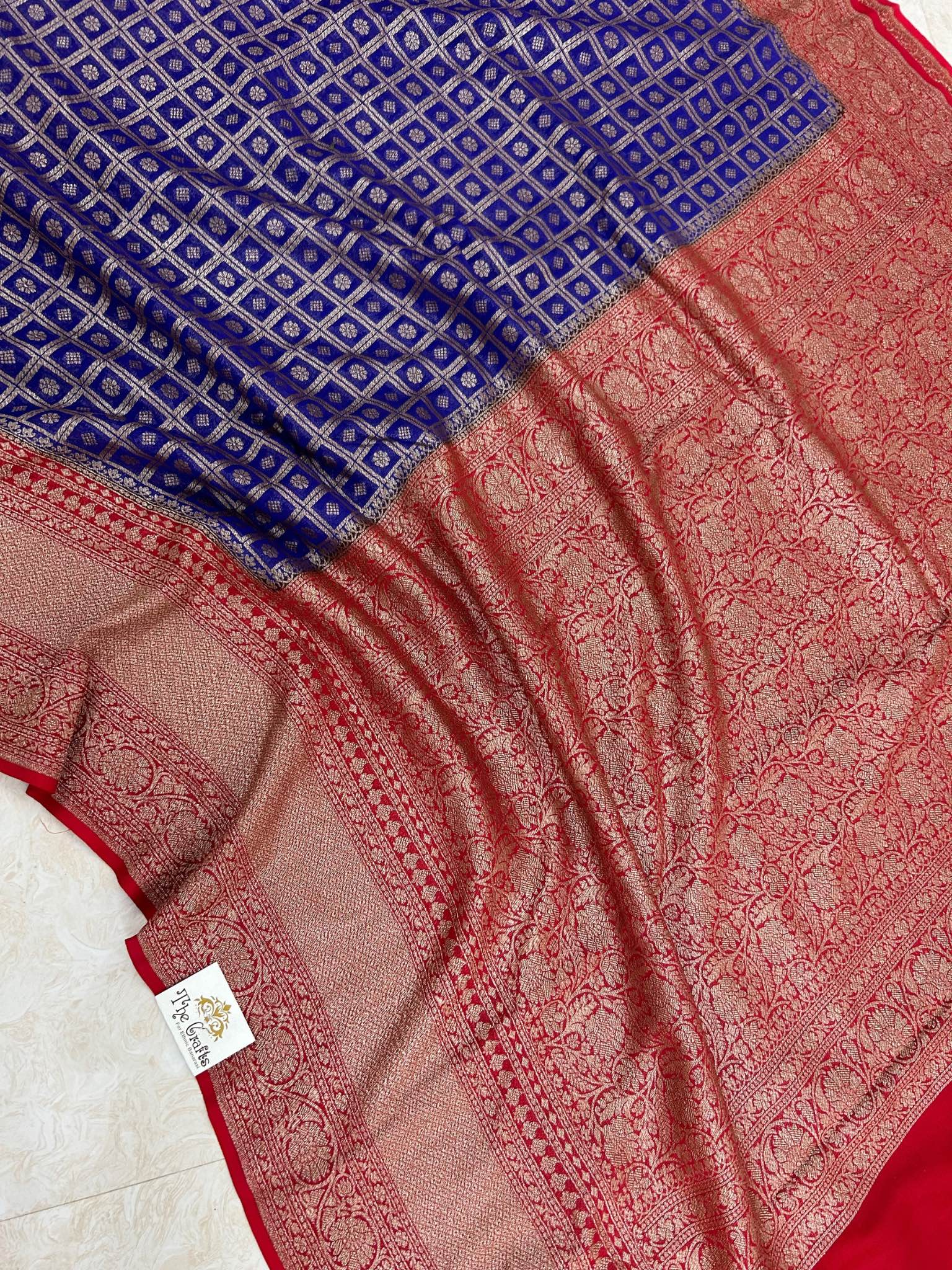 Khaddi Georgette Banarasi Saree - Antique Zari