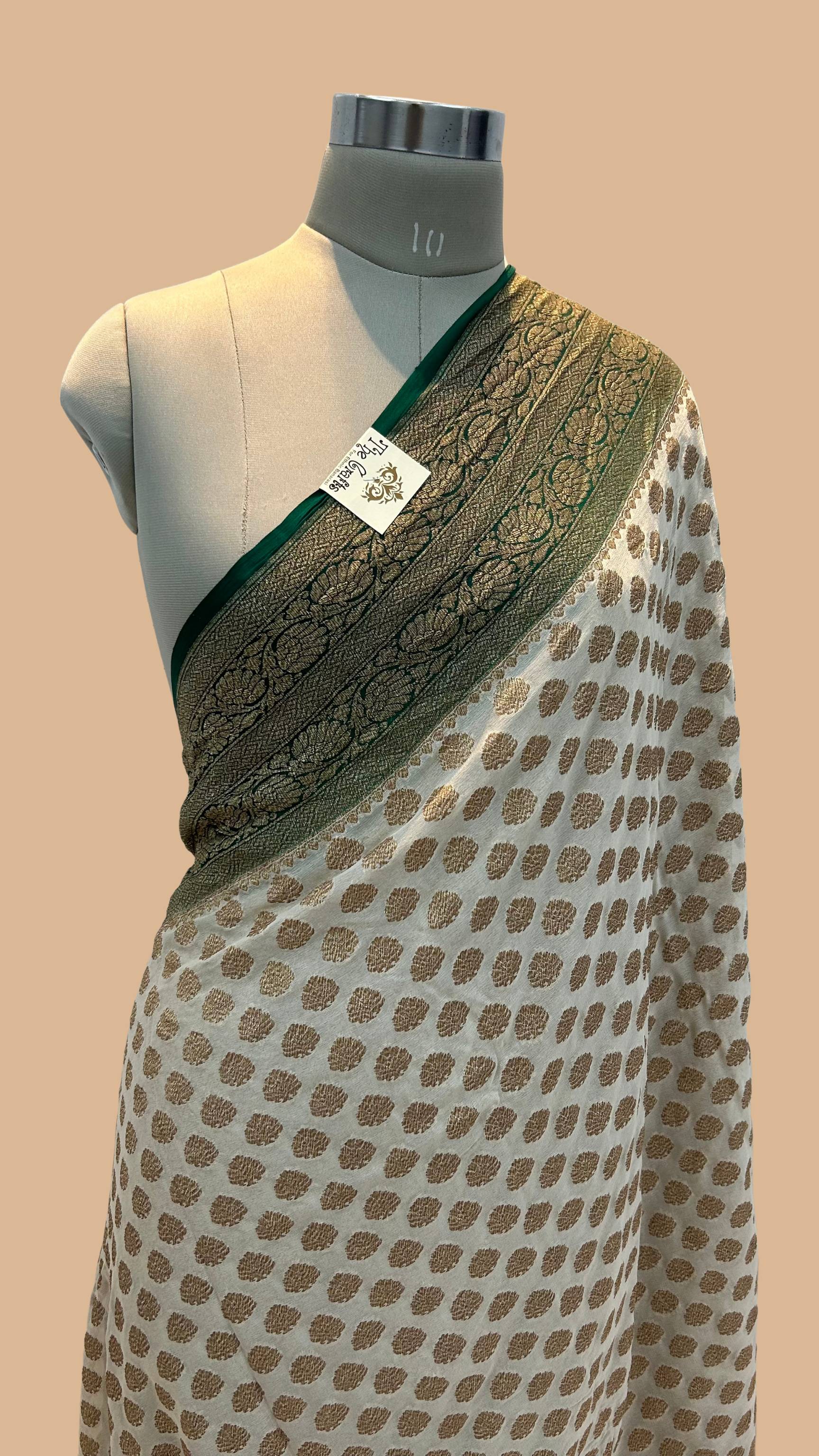 Khaddi Georgette Banarasi Saree - Antique Zari