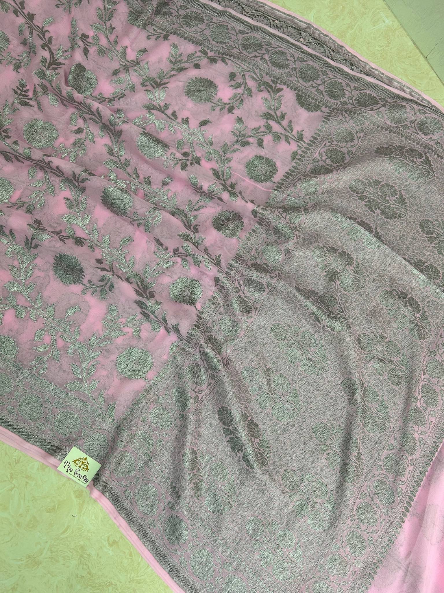 Khaddi Georgette Banarasi Saree - Antique Zari