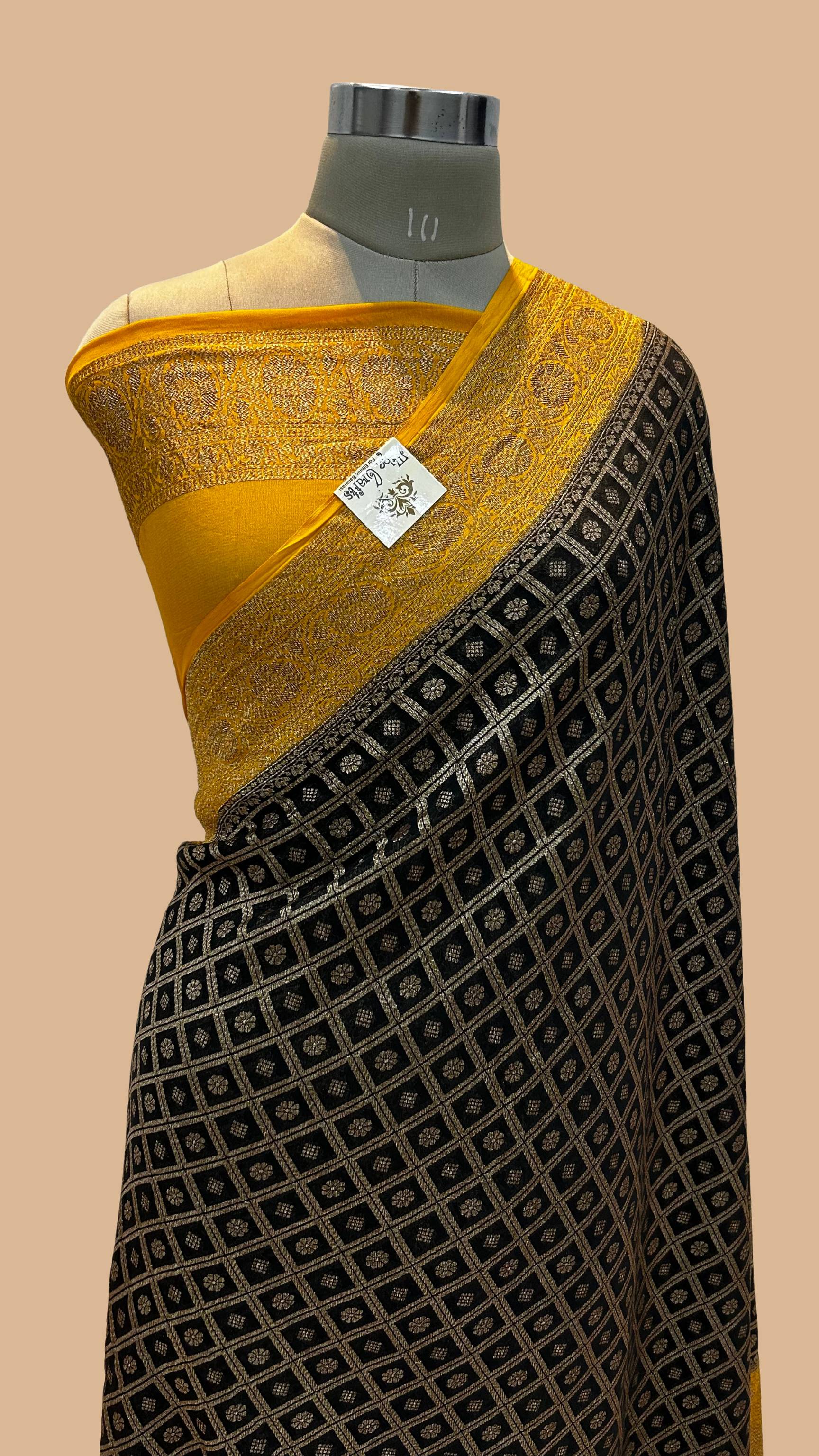 Khaddi Georgette Banarasi Saree - Antique Zari