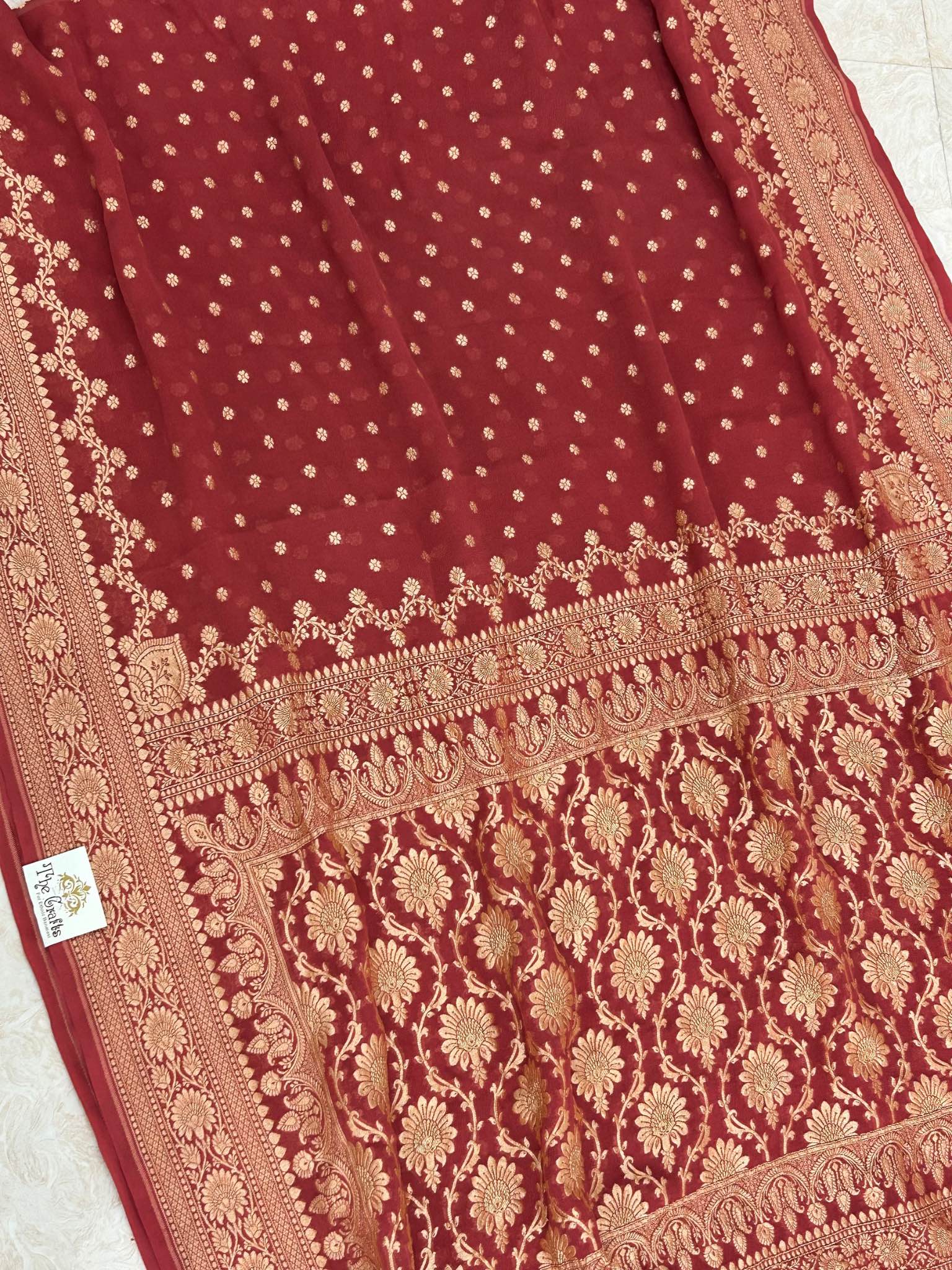 Khaddi Georgette Banarasi Saree - Gold Zari