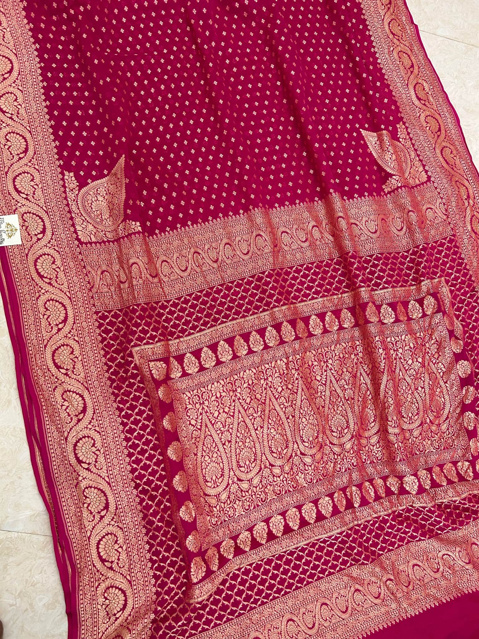 Khaddi Georgette Banarasi Saree - Gold Zari