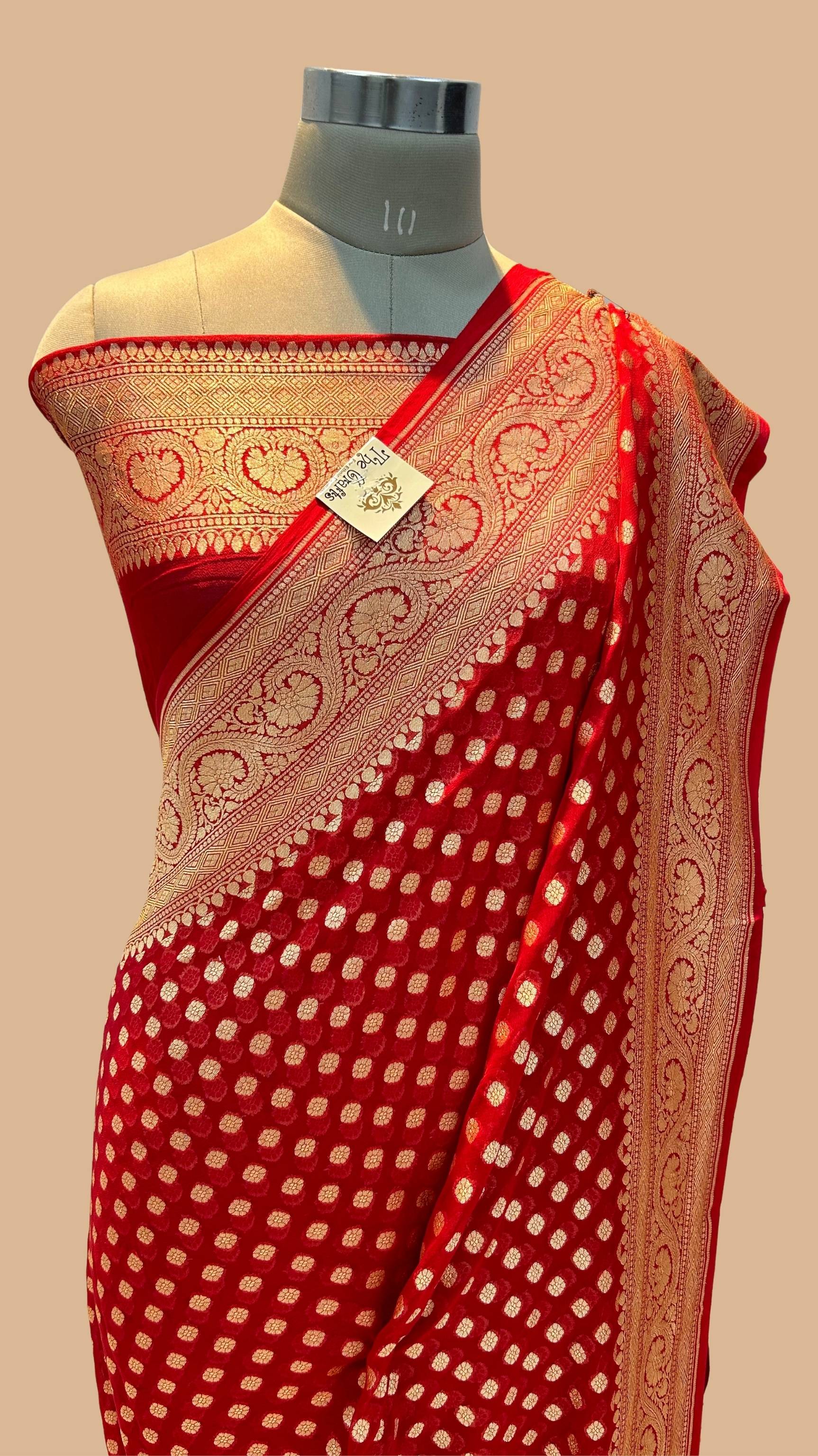 Khaddi Georgette Banarasi Saree - Gold Zari