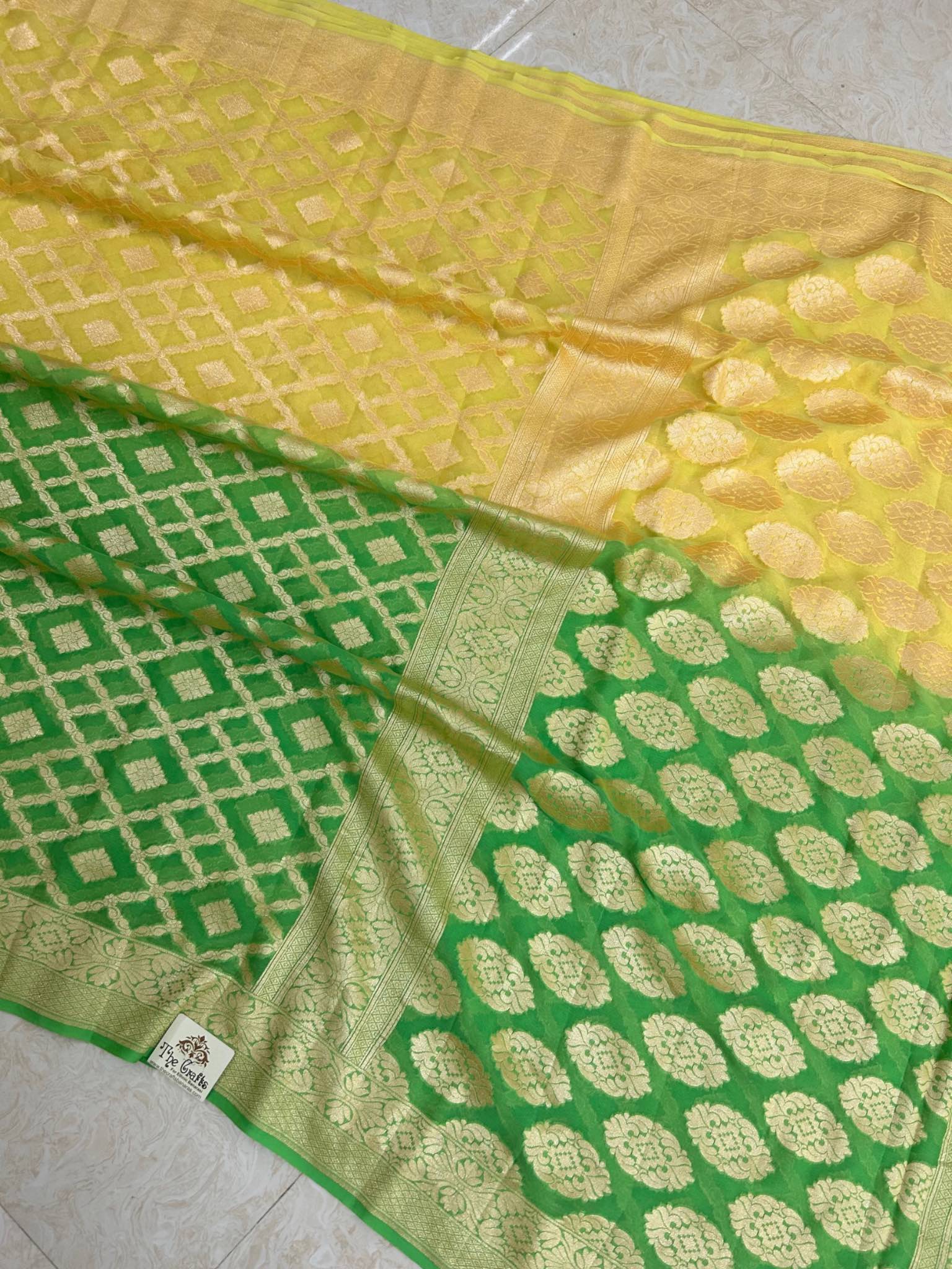 Khaddi Georgette Banarasi Saree - Gold Zari