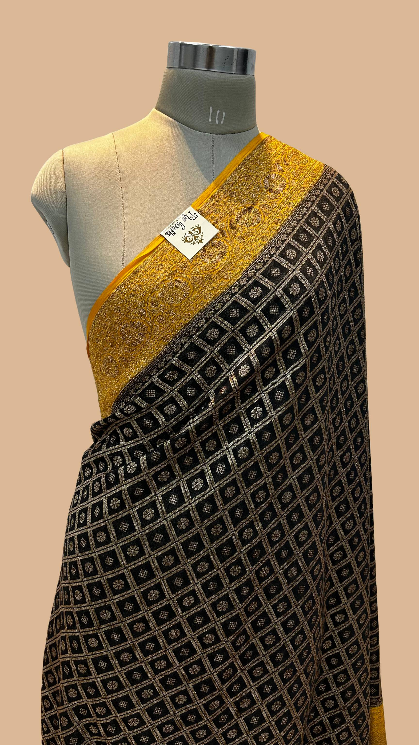 Khaddi Georgette Banarasi Saree - Antique Zari