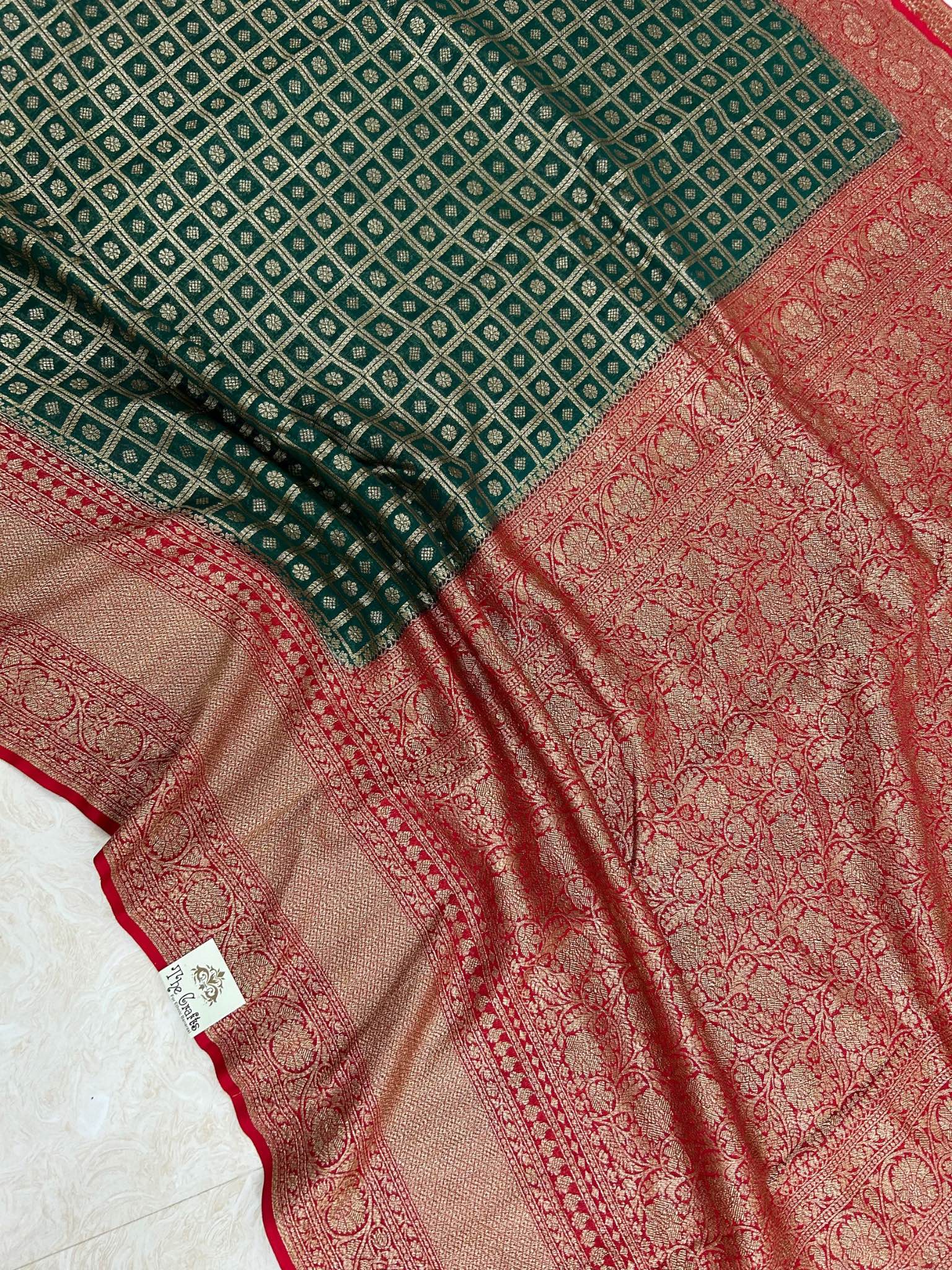 Khaddi Georgette Banarasi Saree - Antique Zari