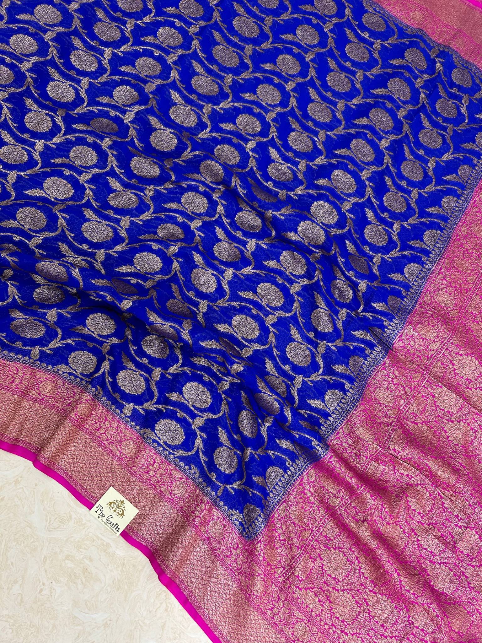 Khaddi Georgette Banarasi Saree - Antique Zari