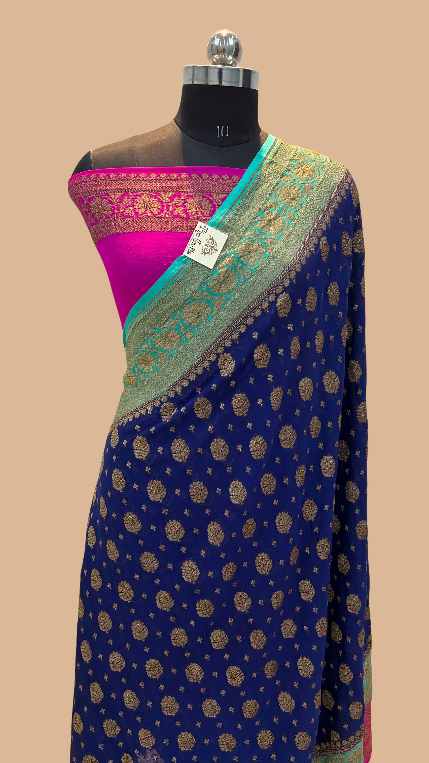 Khaddi Georgette Banarasi Saree - Antique Zari